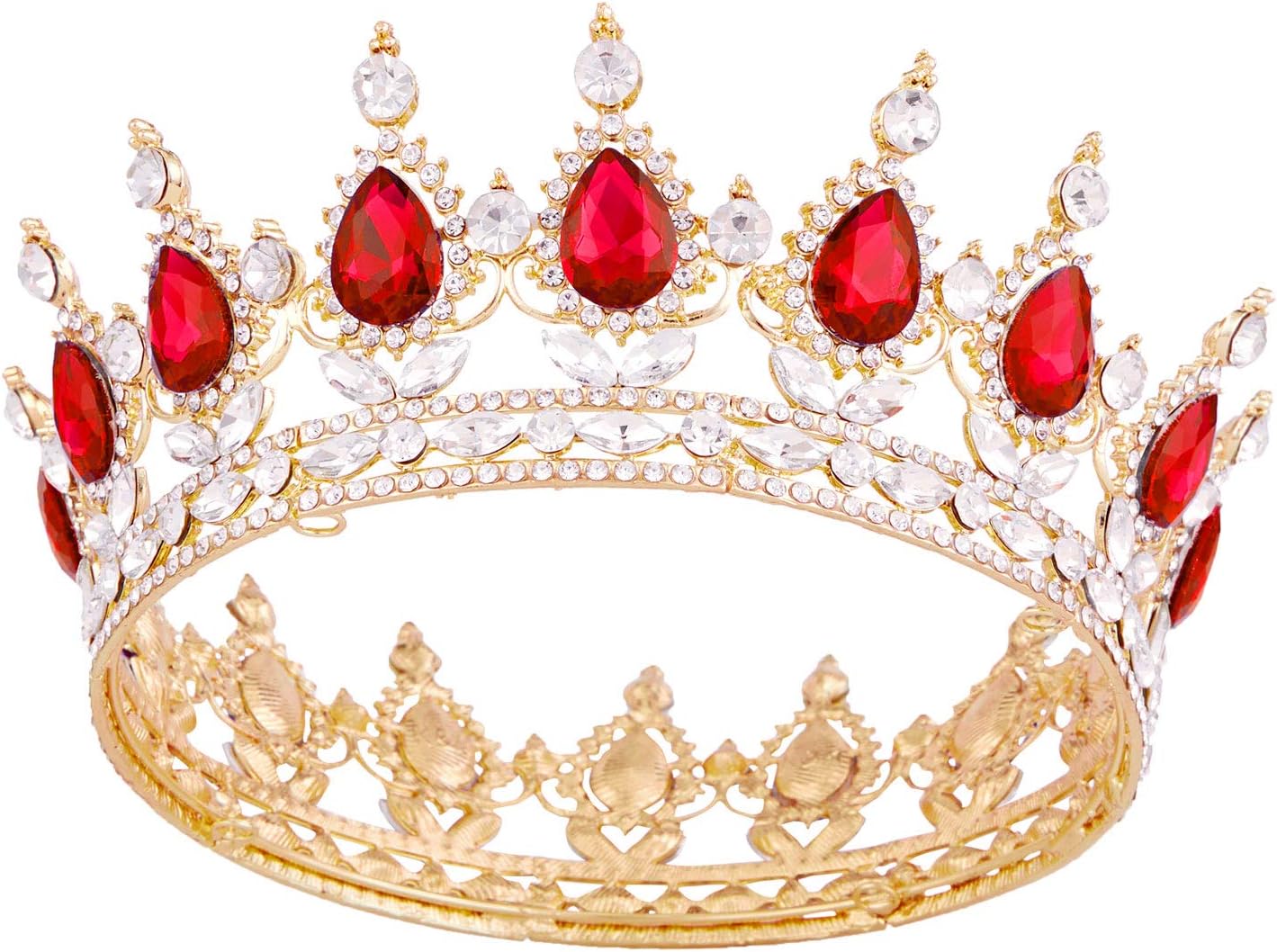 Vofler Queen Crown Headband - Gold Plated Alloy Rhinestone