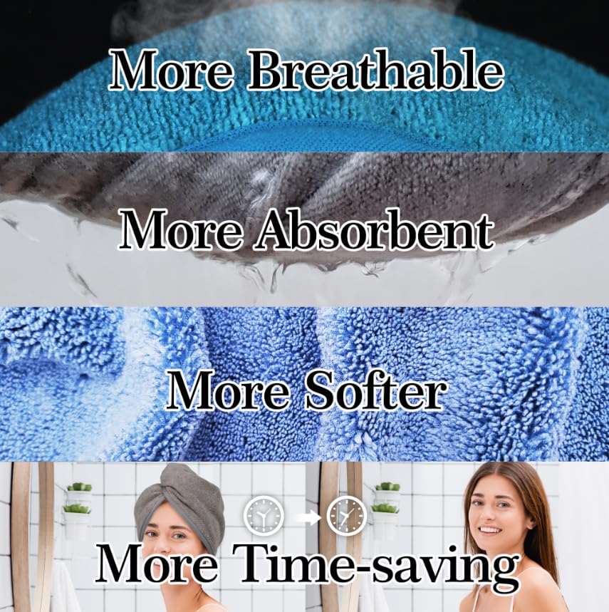 YoulerTex Microfiber Hair Towel 2 Pack