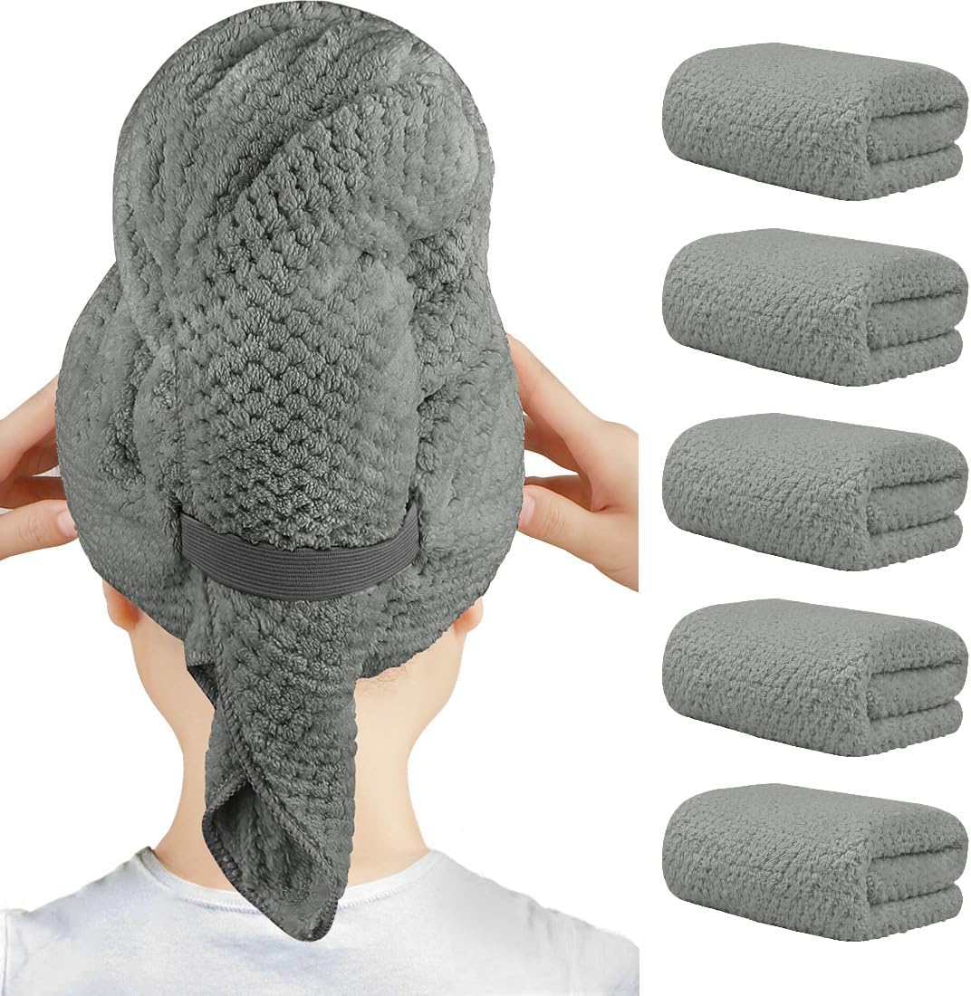 HOMEXCEL 5 Pack Microfiber Hair Towel Wrap for Women
