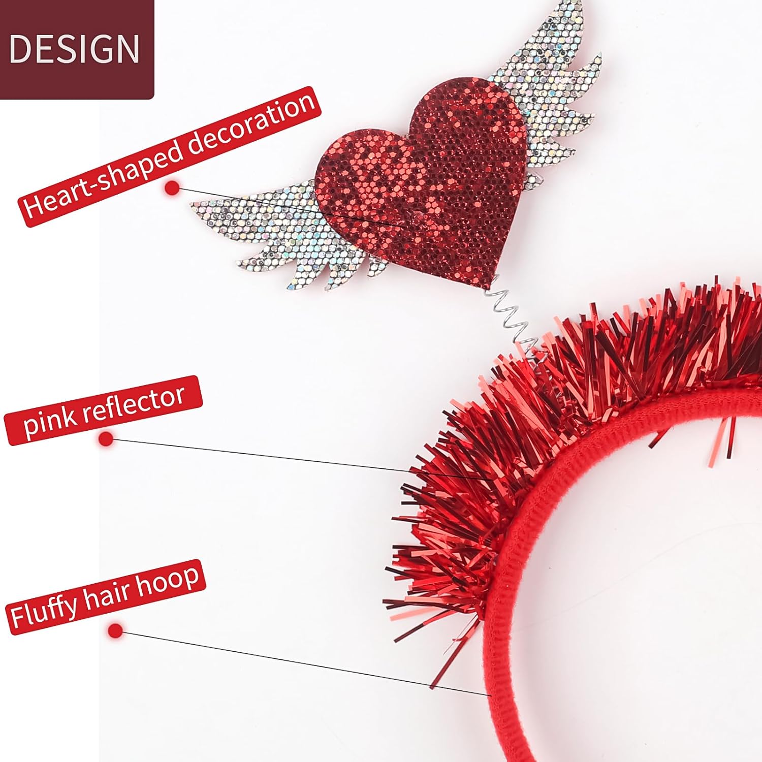 Doneace Valentines Heart Headband Red Love Hair Band
