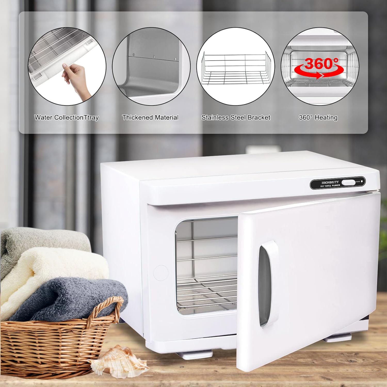 HSONBIUTY Hot Towel Warmer Cabinet 8L Capacity White