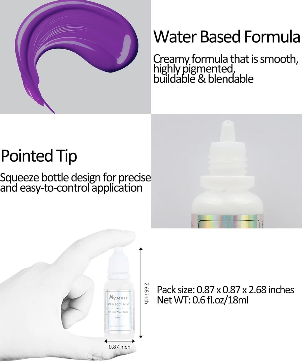 Mysense Purple Face Body Paint - 06oz Washable SFX Makeup