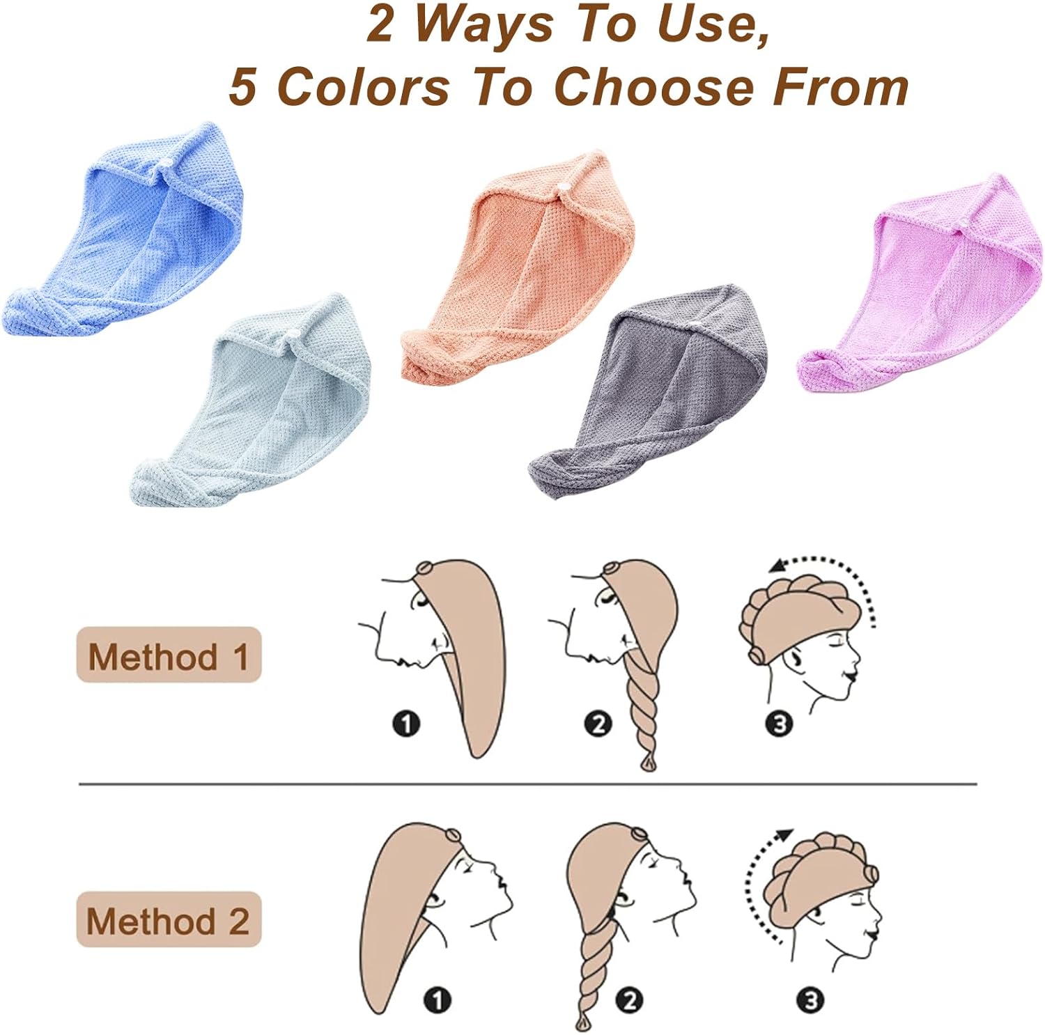Soft Microfiber Hair Drying Towel 5 Pack for Curly Hair