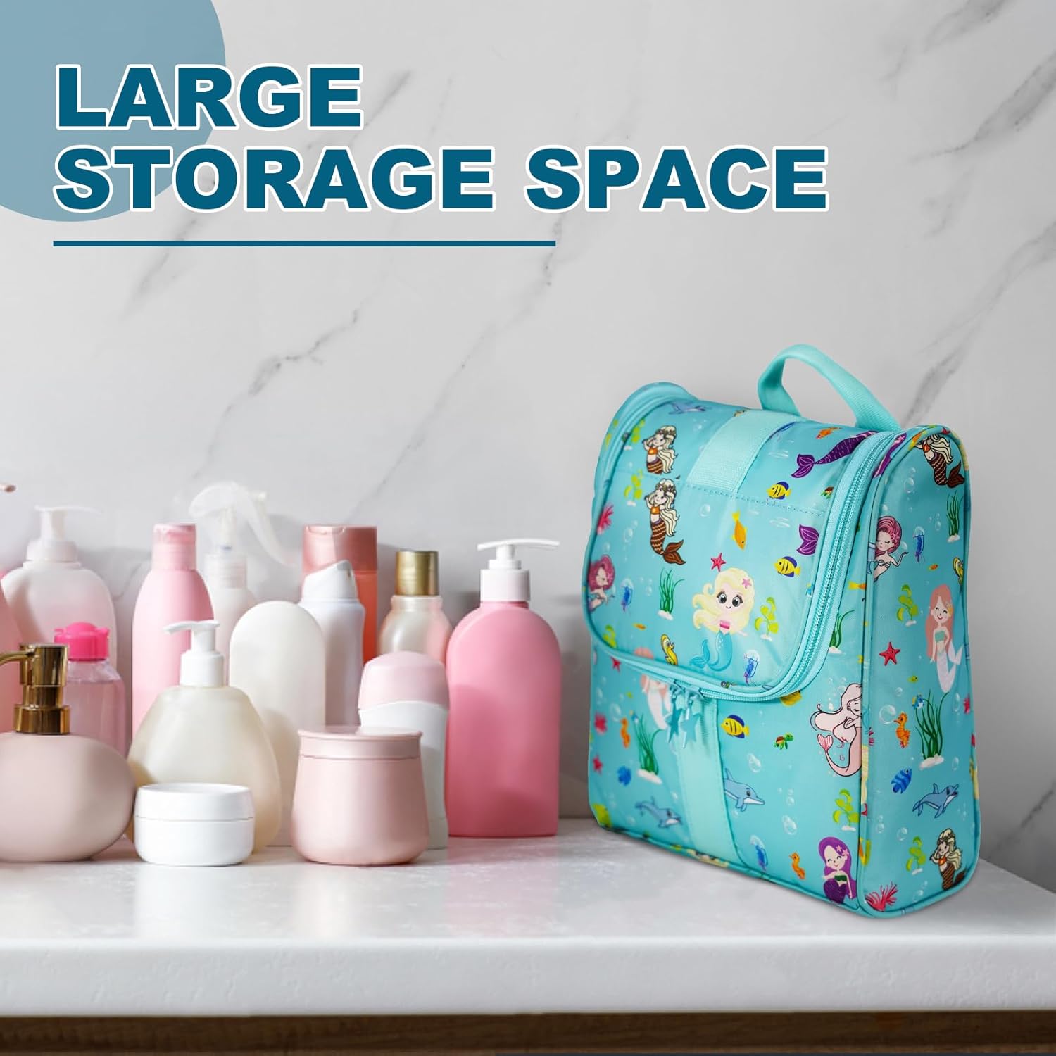 Cute Cartoon Hanging Kids Toiletry Bag Mermaid