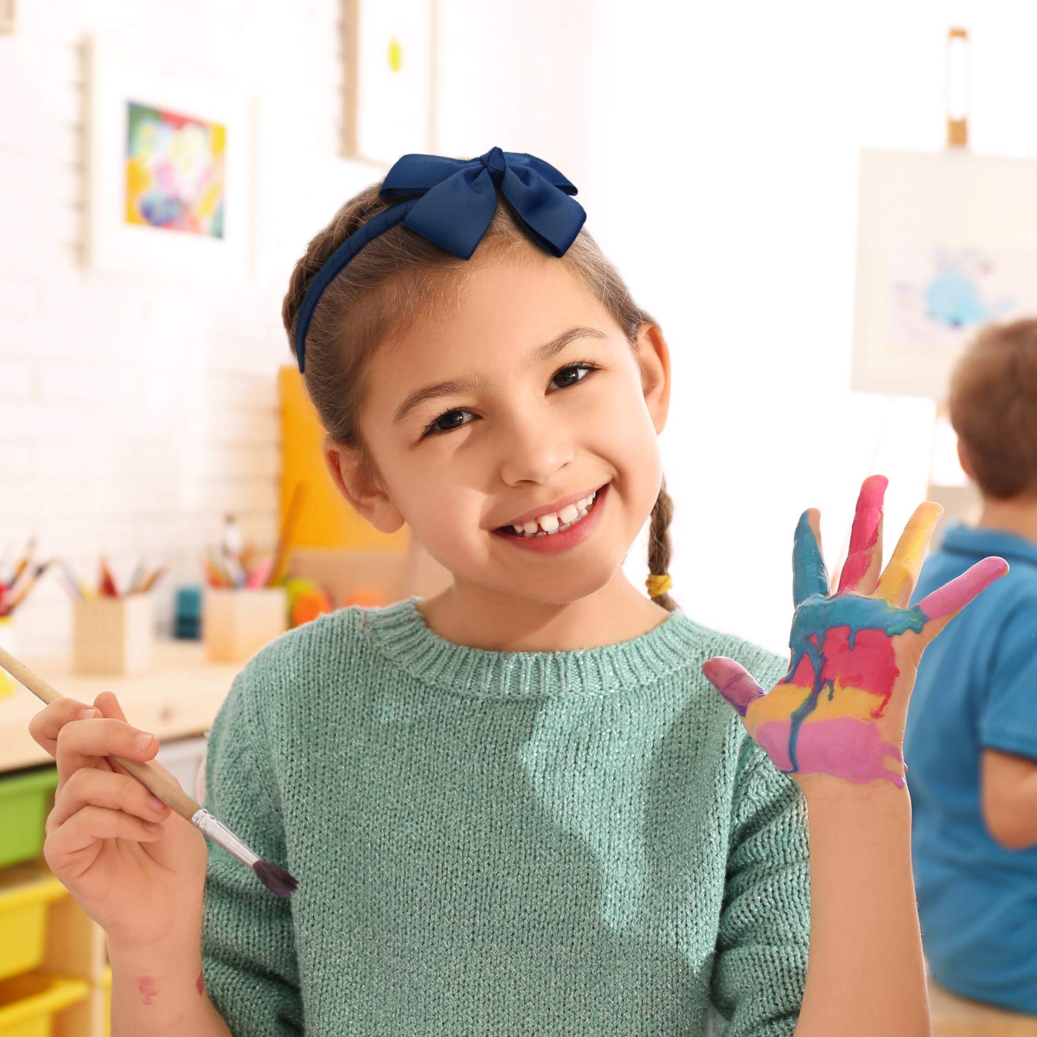 MEEDEE Navy Bow Headband for Girls
