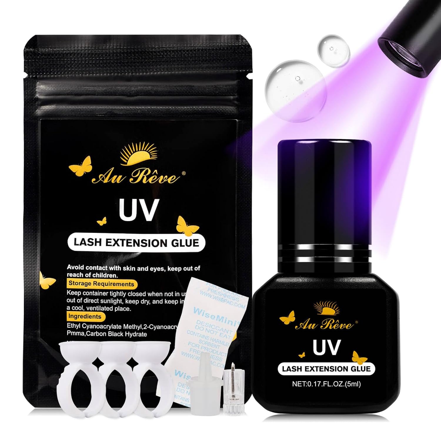 AuReve UV Eyelash Glue 5ml 1-Second Quick-Drying