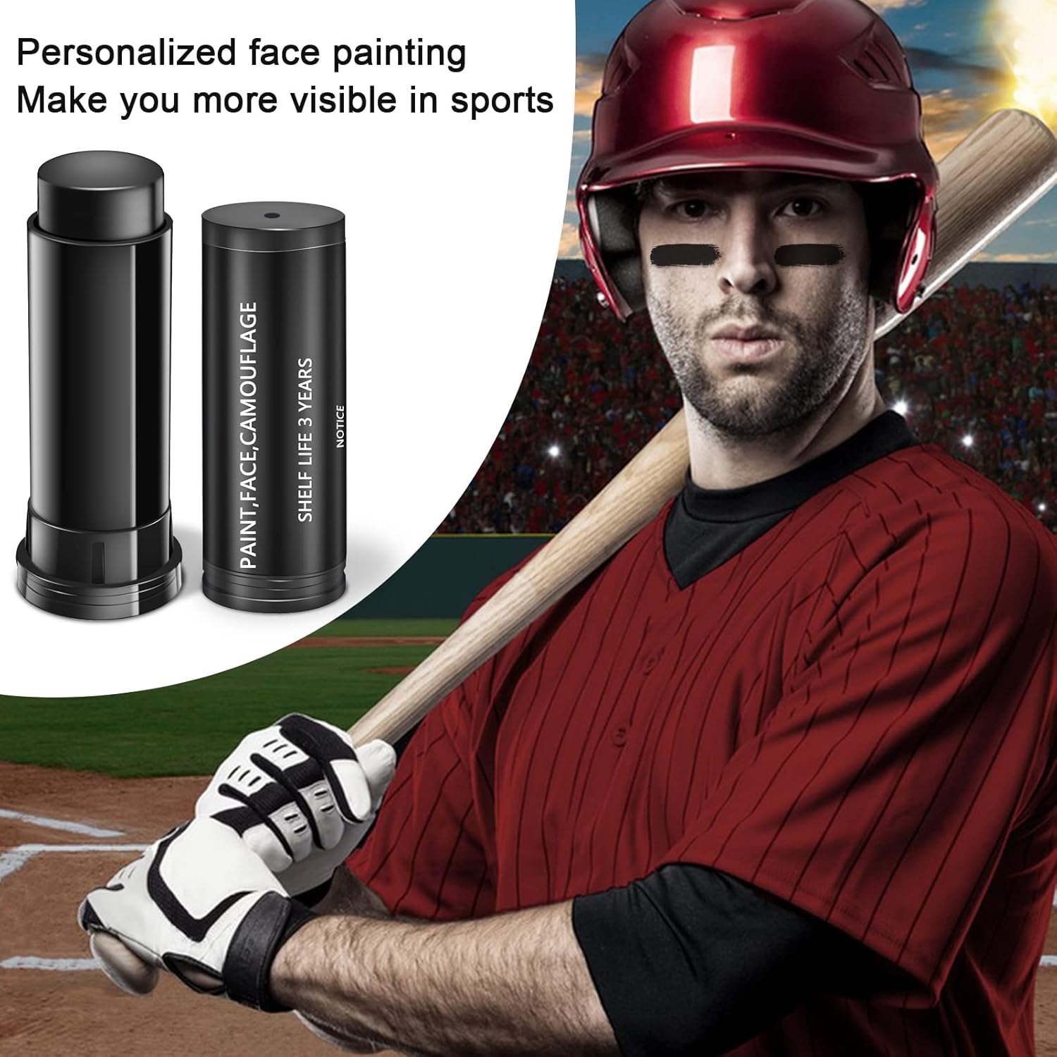 Rismise 3pcs Football Eye Black Paint Stick for Sports Halloween