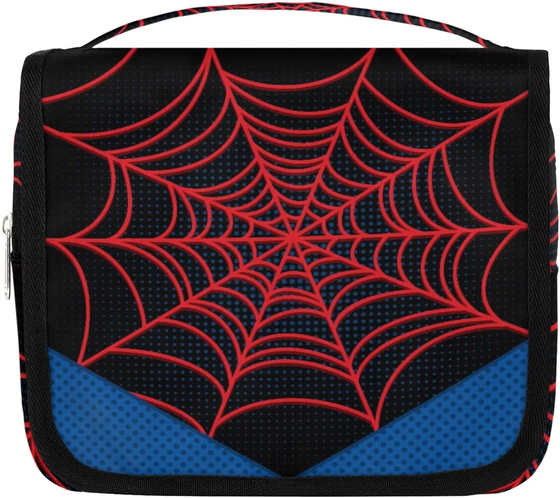 Travel Toiletry Bag for Men Black Spider Web Design