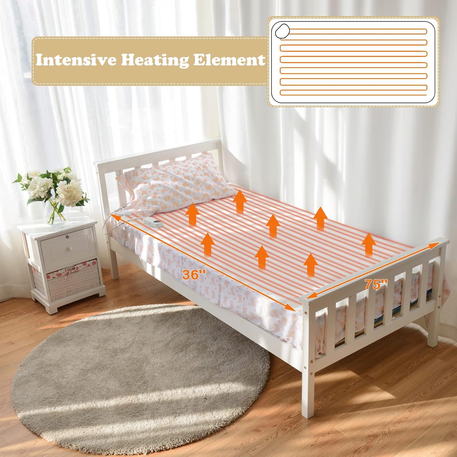 WELLHUT Heated Massage Table Pad with 5 Heat Levels and 8 Timer Settings