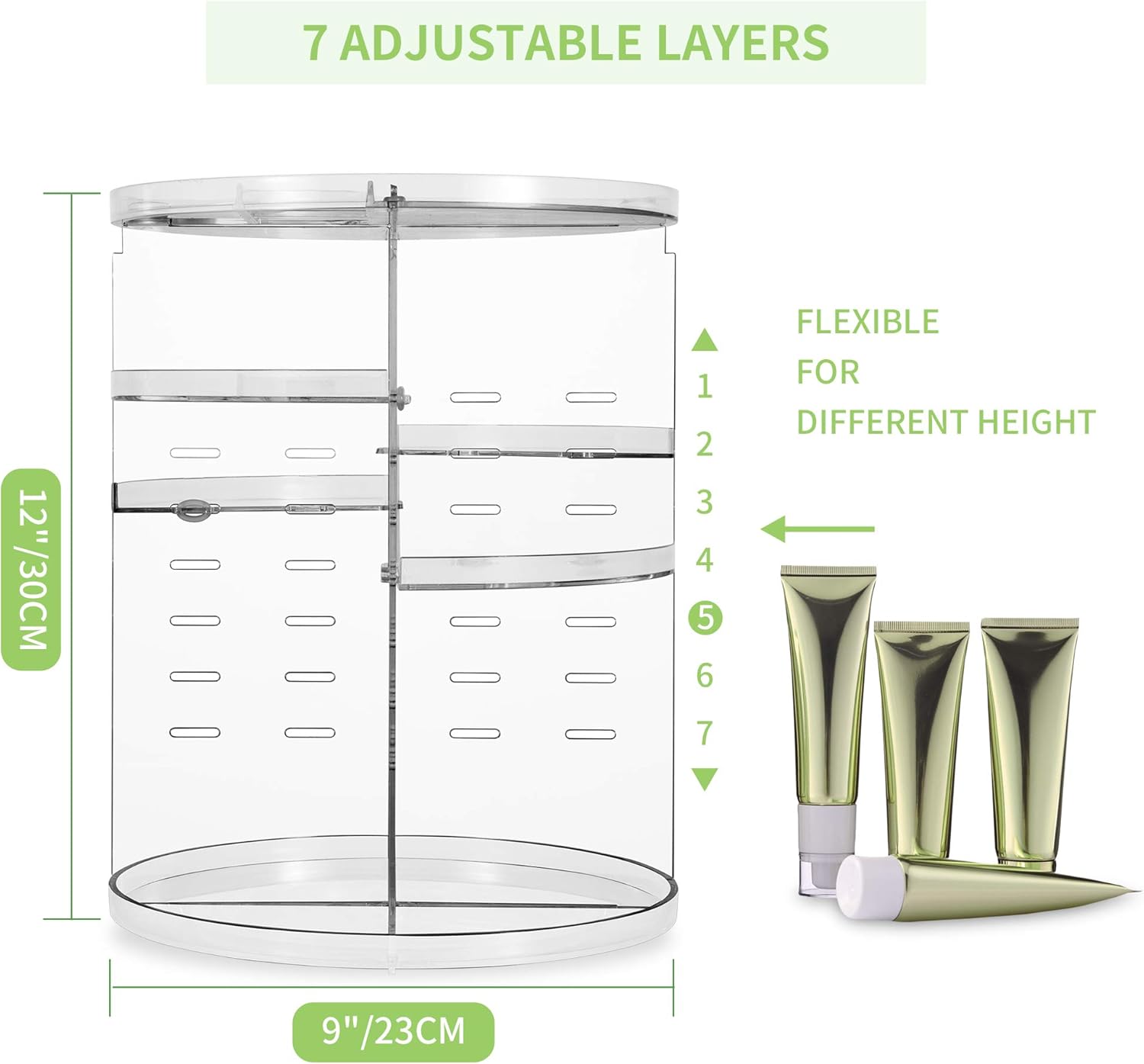 COYAHO 360 Rotating Makeup Organizer - Transparent Spinning Cosmetic Holder Shelf