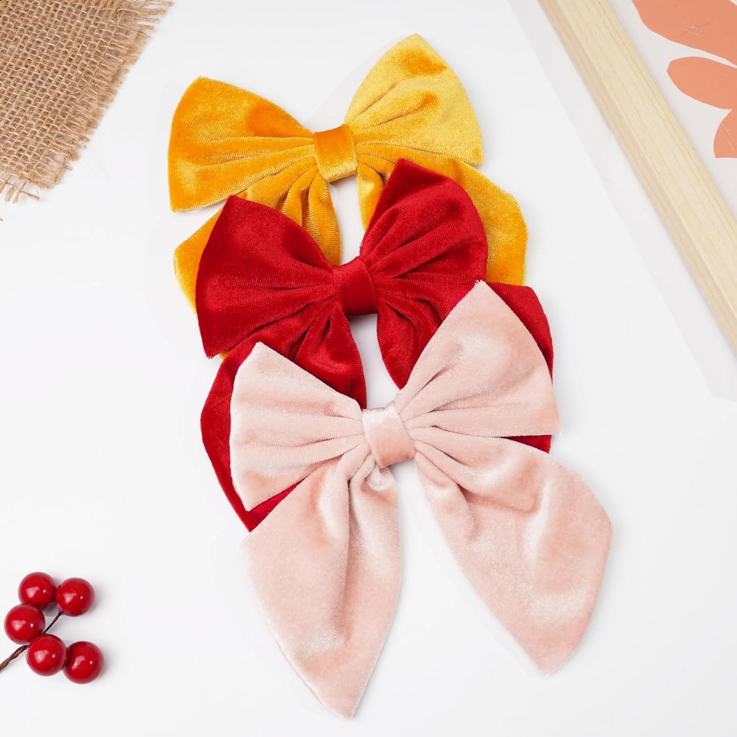 DED 9PCS Velvet Hair Bows with Alligator Clips for Girls
