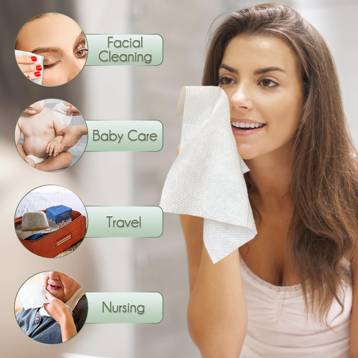 WOWOTEX Biodegradable Face Towels 1012 120 Count2 Box