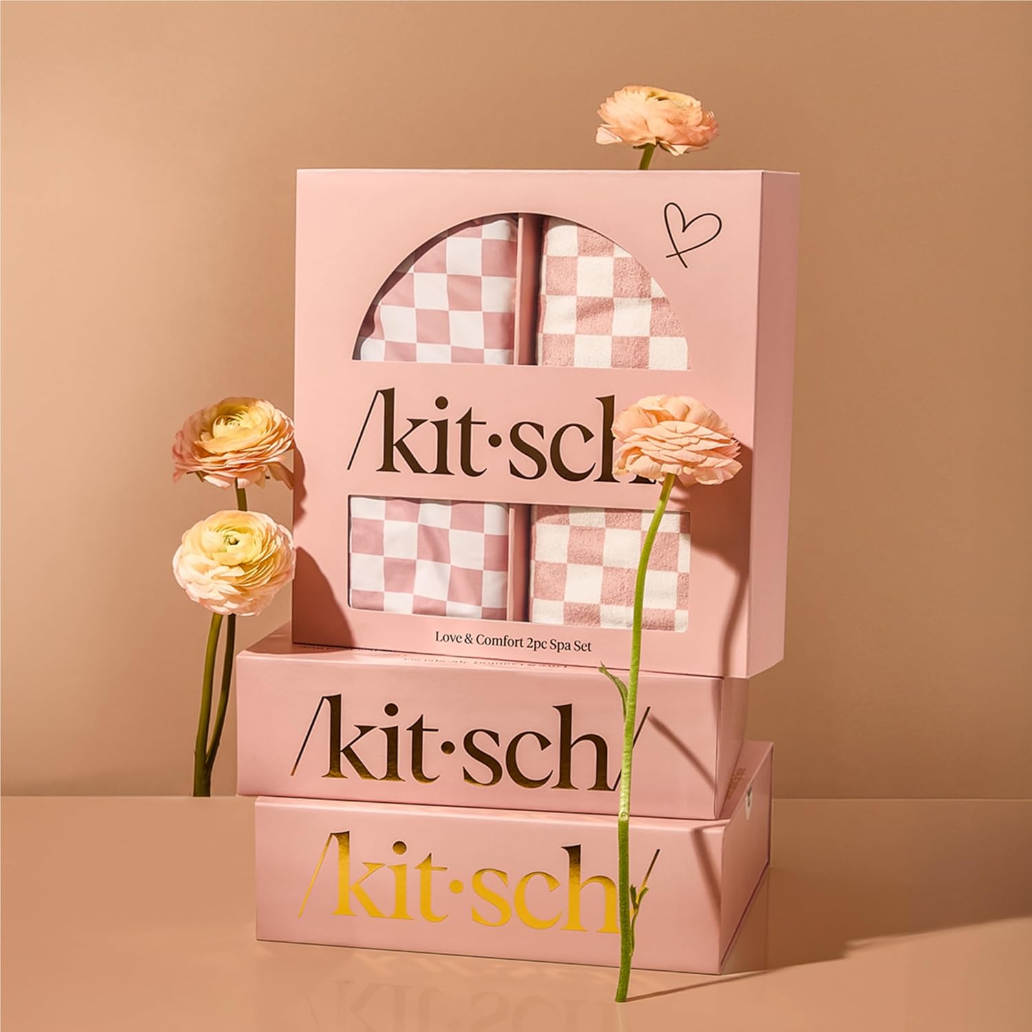 Kitsch Love Comfort Spa Set 2PC - Terracotta Checker