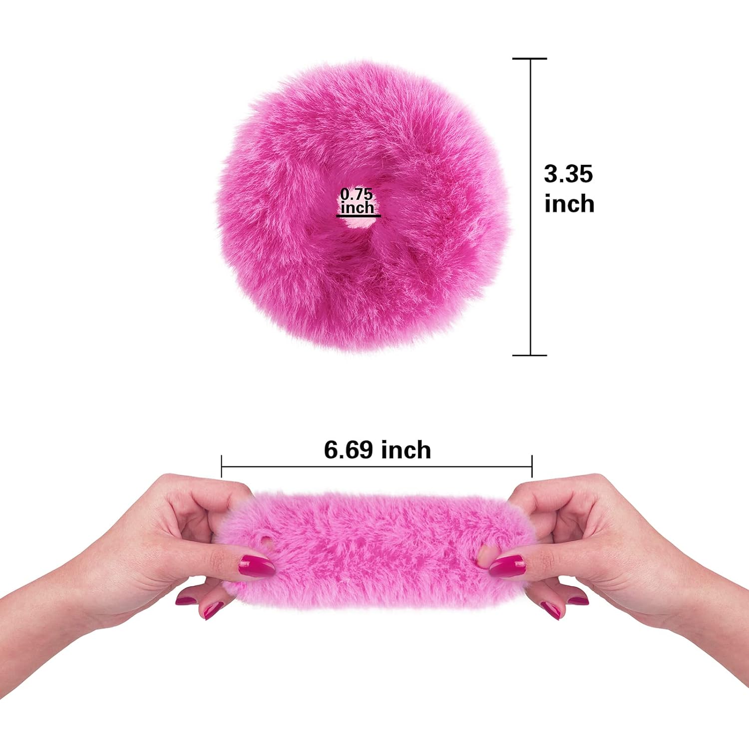 Mljsh 2PCS Pink Pom Pom Fuzzy Scrunchies