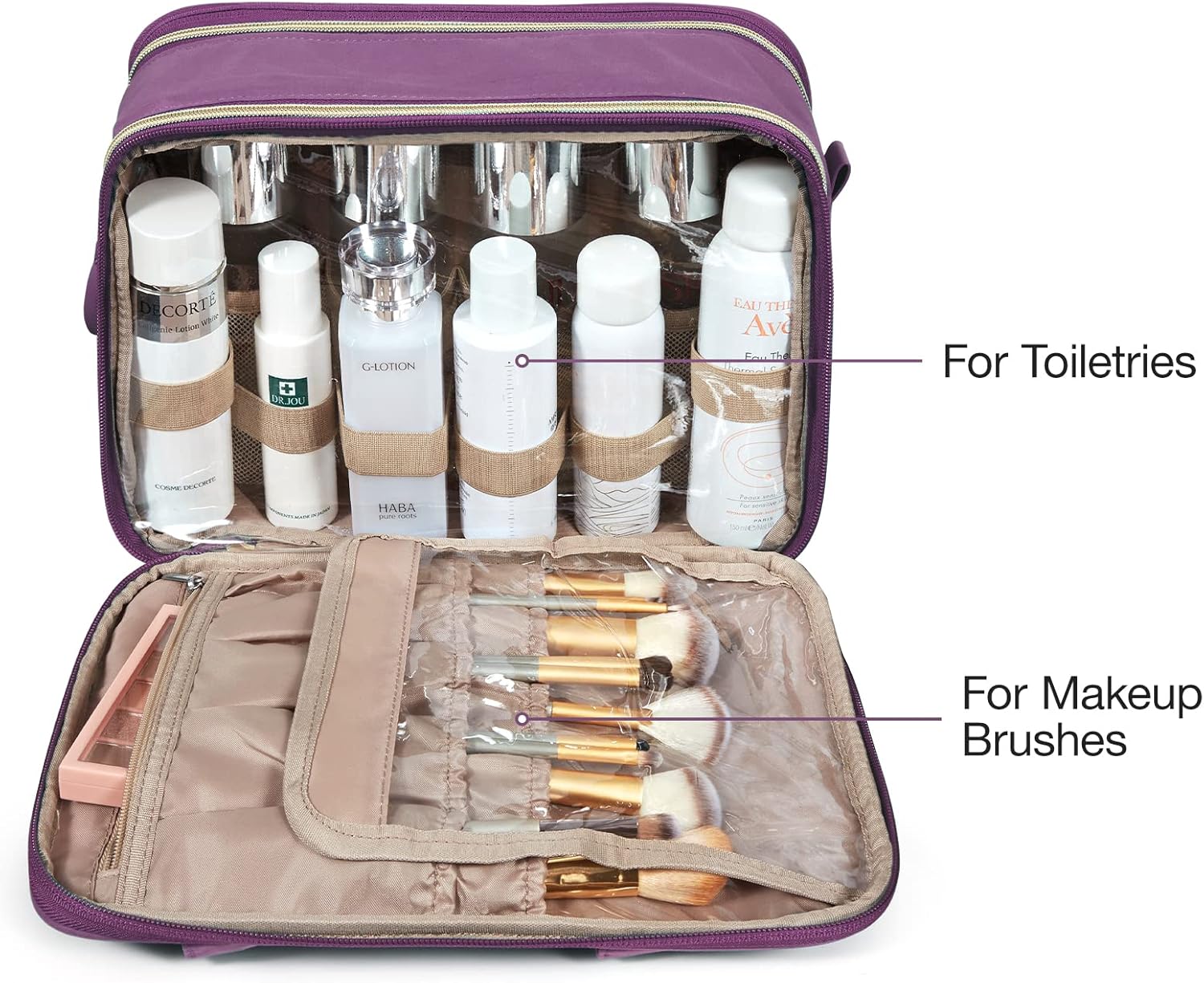 BAGSMART Large Toiletry Bag - Water-resistant Makeup Organizer for Travel