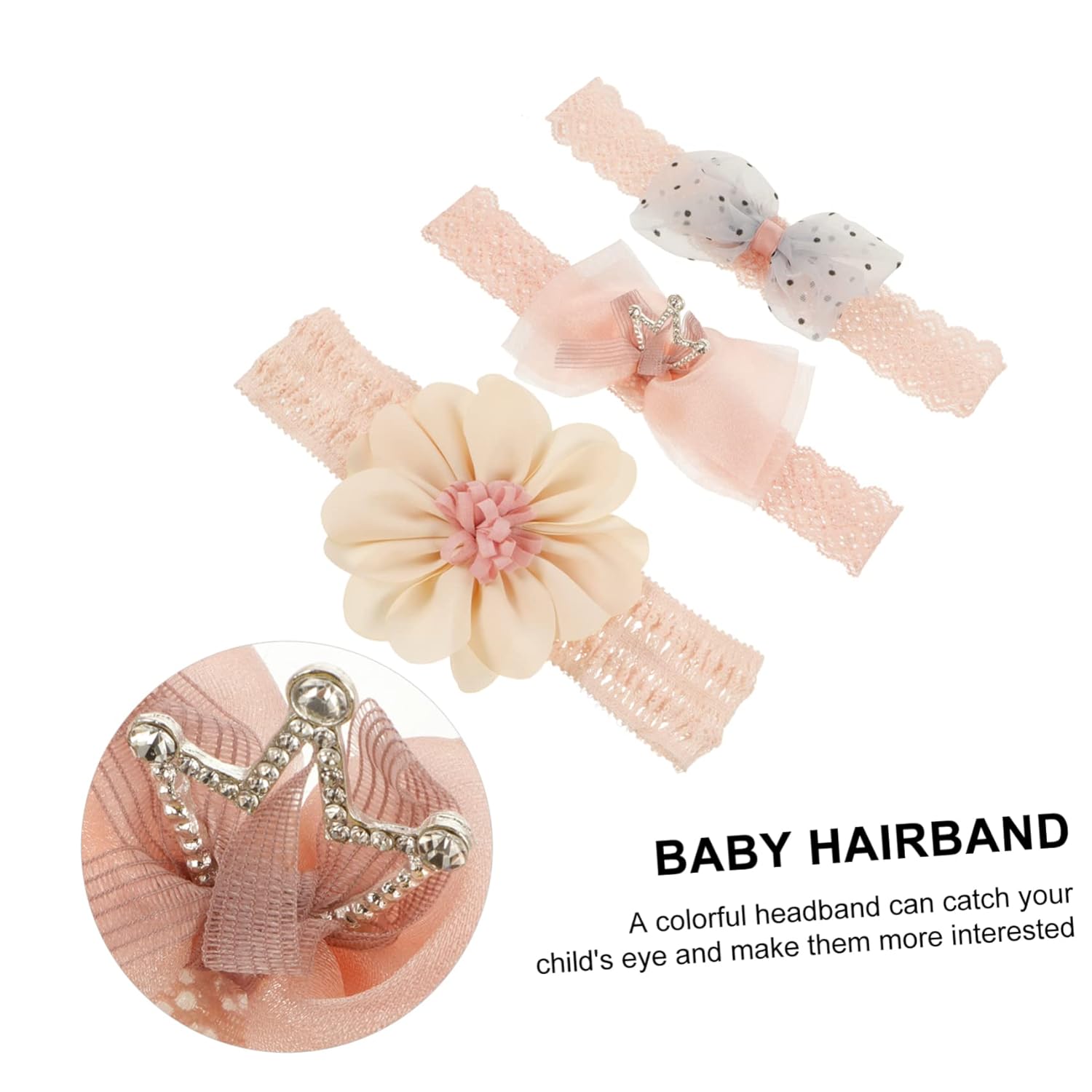 SUPVOX 3pcs Bowknot Flower Hairband Set for Kids