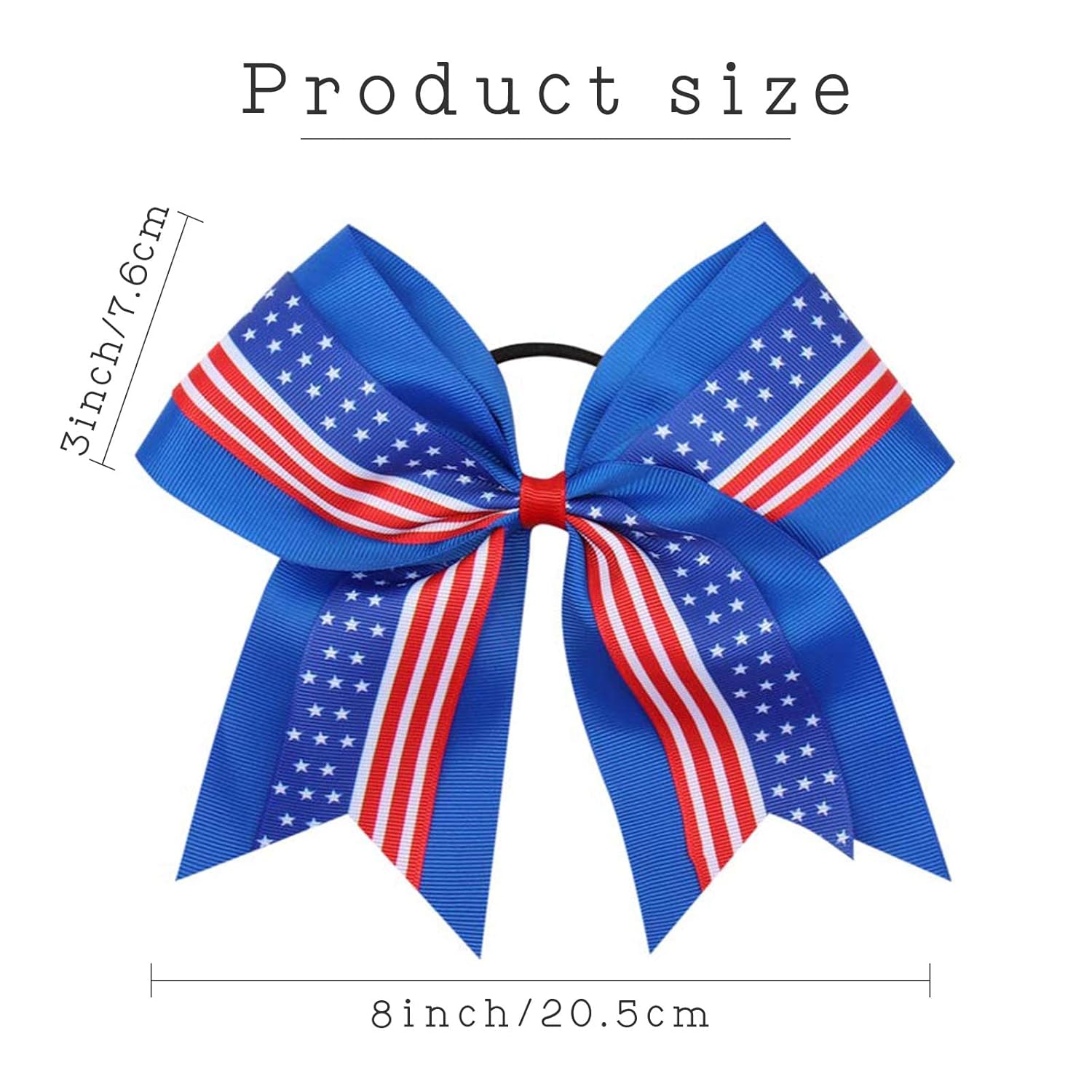 16PCS 8 Inch Cheer Hair Bows with Ponytail Holder