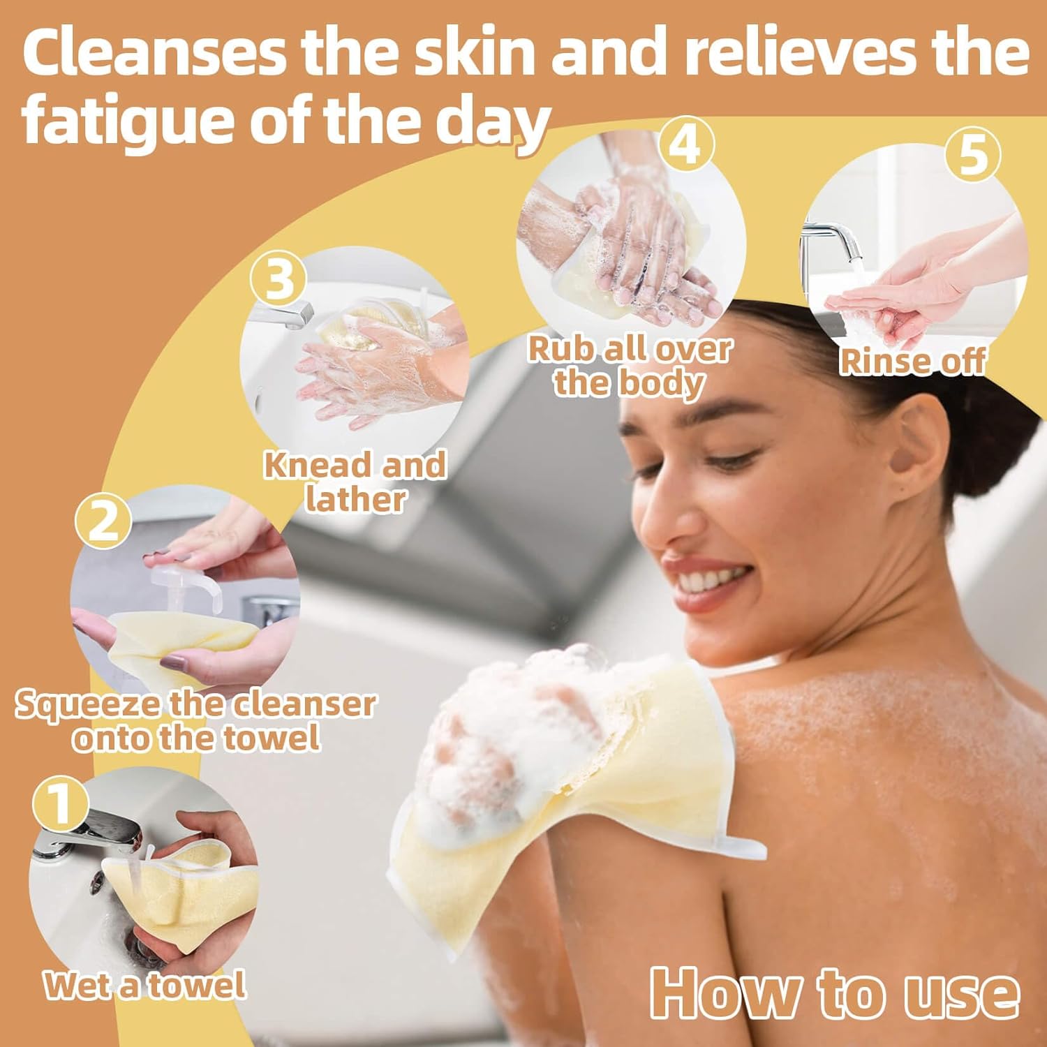 MAQIHAN Exfoliating Wash Cloths 4 Pack for Body and Face 1