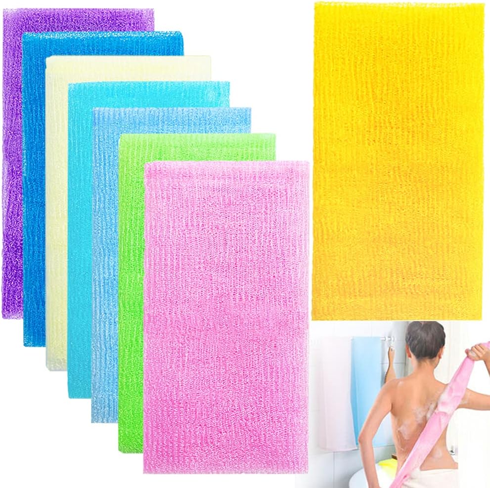 8Pcs 35 Inch Exfoliating Bath Cloths for Skin Care