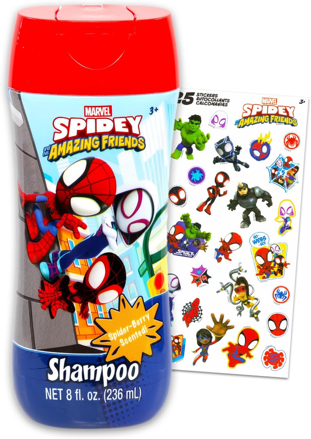 Spidey and Friends Bathroom Set for Kids - 8 Oz Shampoo and Stickers