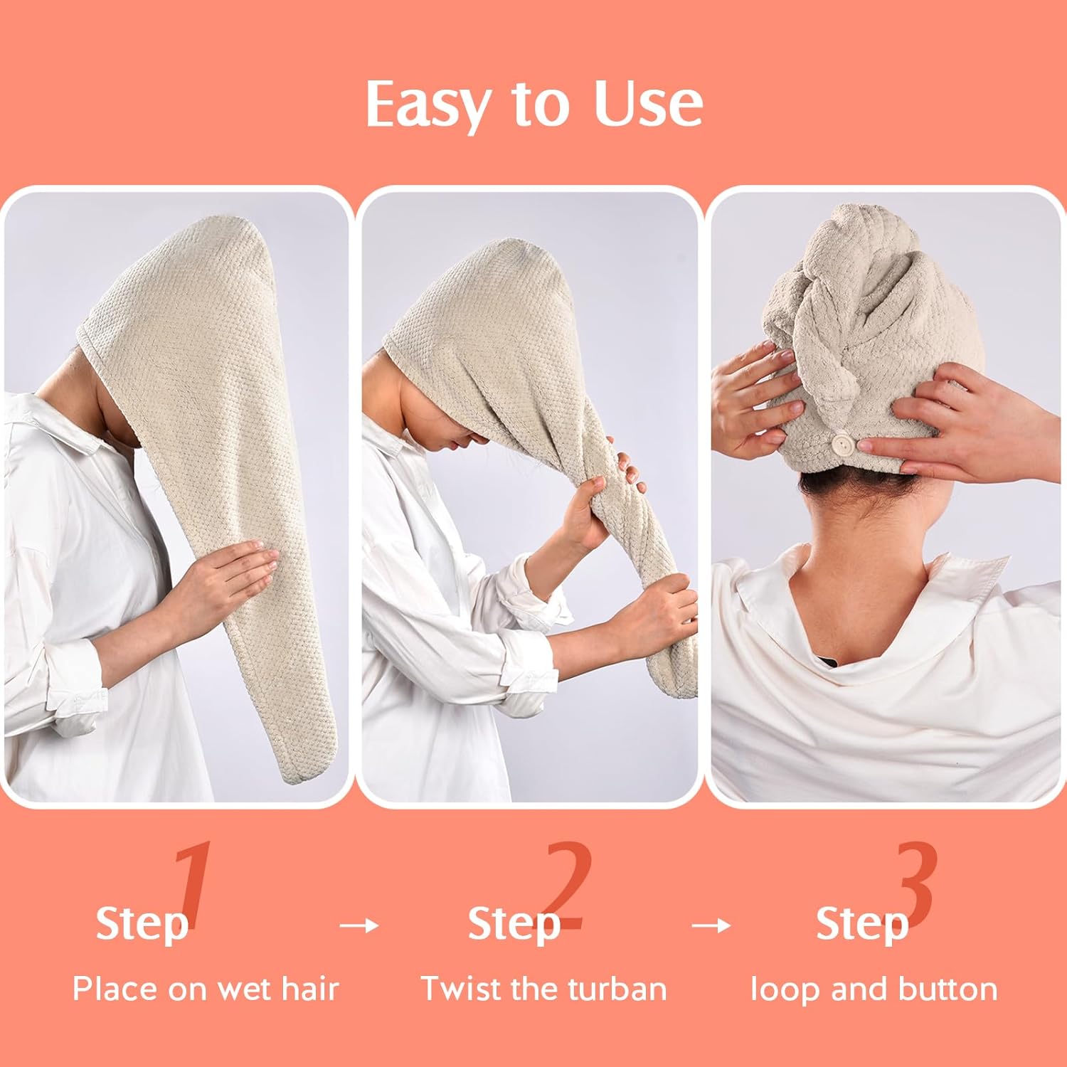 YFONG 2 Pack Thick Microfiber Hair Towel Wrap
