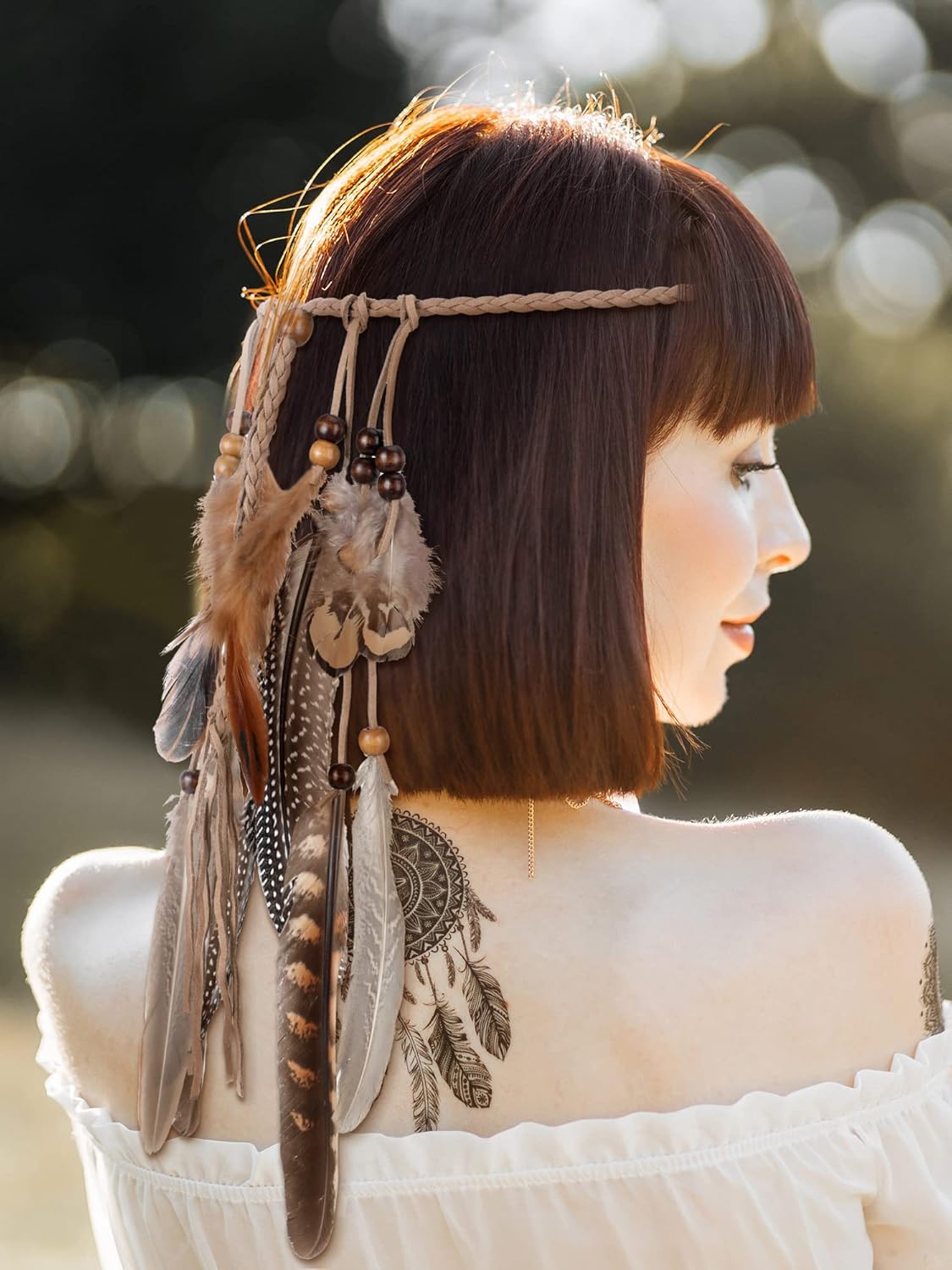 XunYee Feather Headband for Women - Hippie Costume Accessory