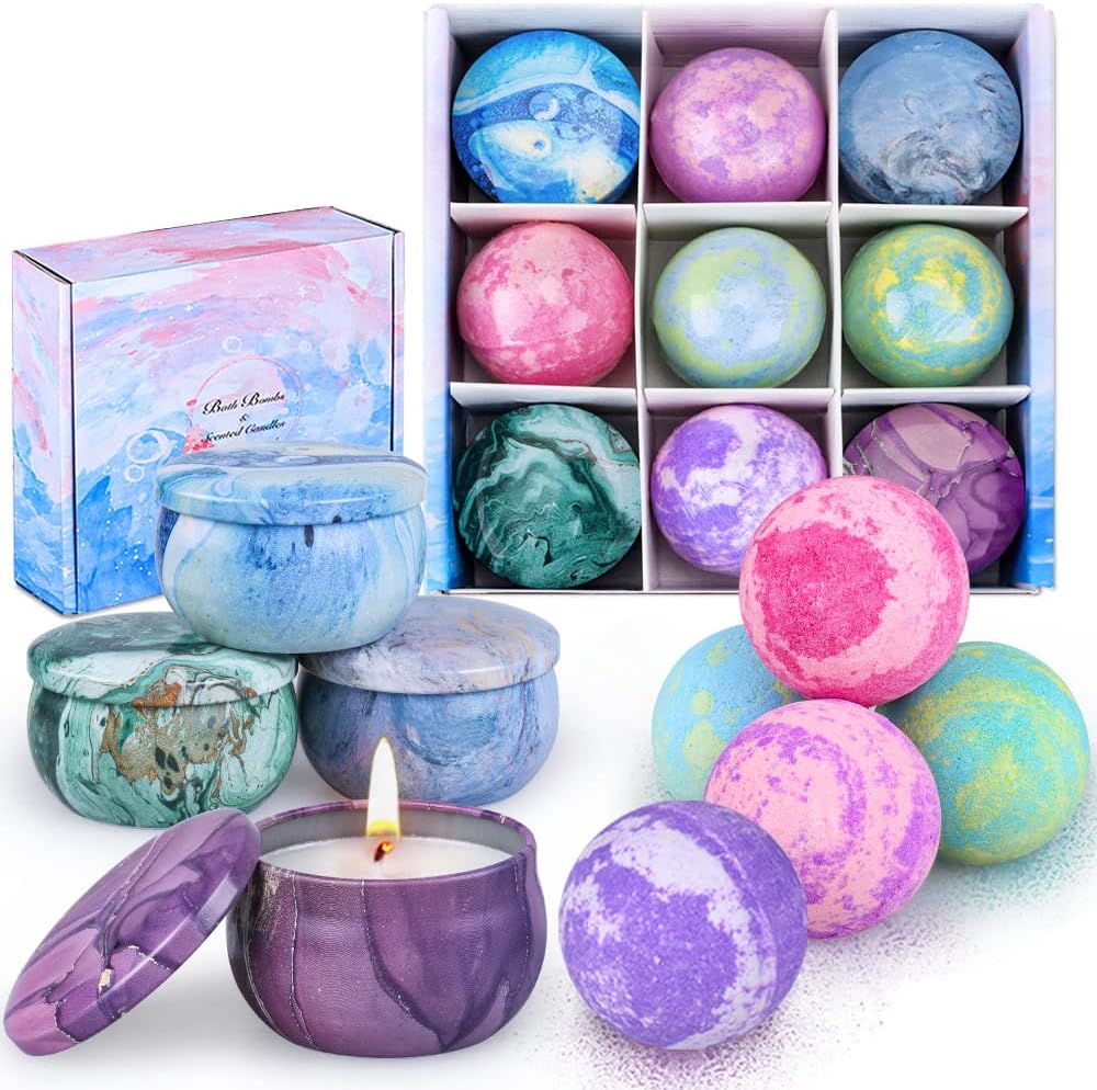 OFUN Bath Bombs Candles Gift Set for Women