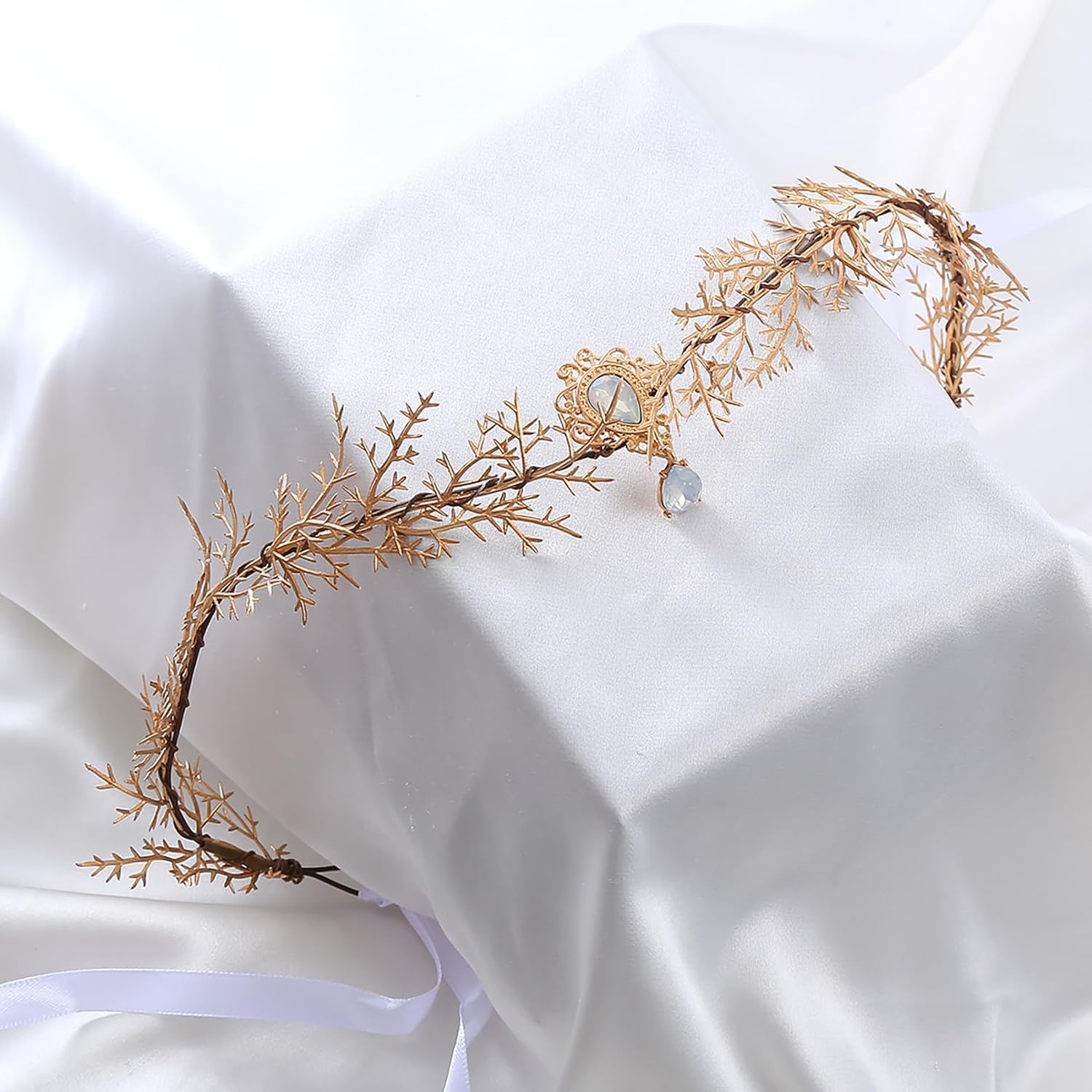 Vivivalue Gold Elf Flower Crown Headband 1