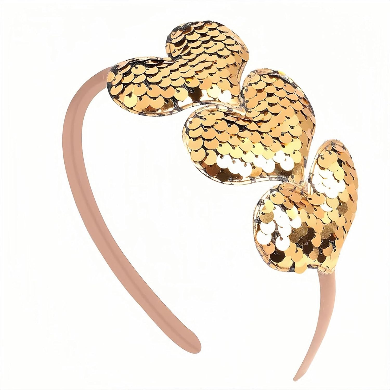 Gold Sequins Heart Headband for Women Girls Kids