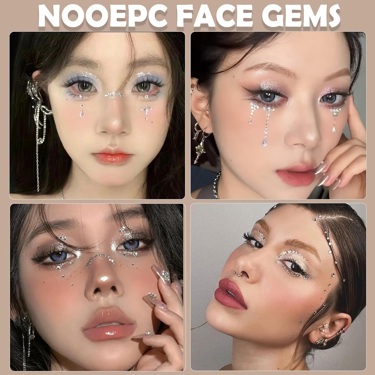 NOOEPC Face Gems - Star Moon Drop Rhinestones for Halloween Makeup 1