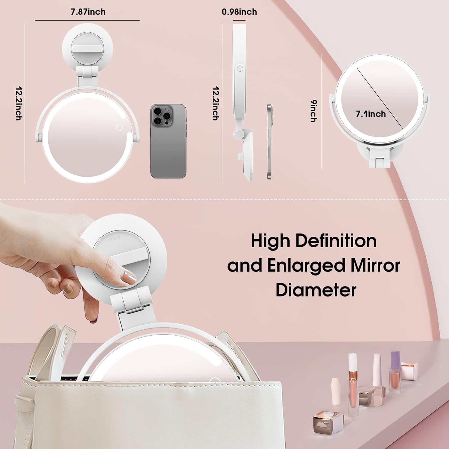 Horyliin 10X1X Makeup Mirror with Lights and Magnification