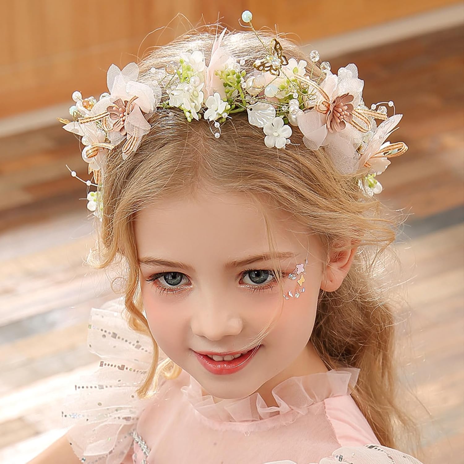 Ever Fairy Princess Flower Crystal Headpiece Pink