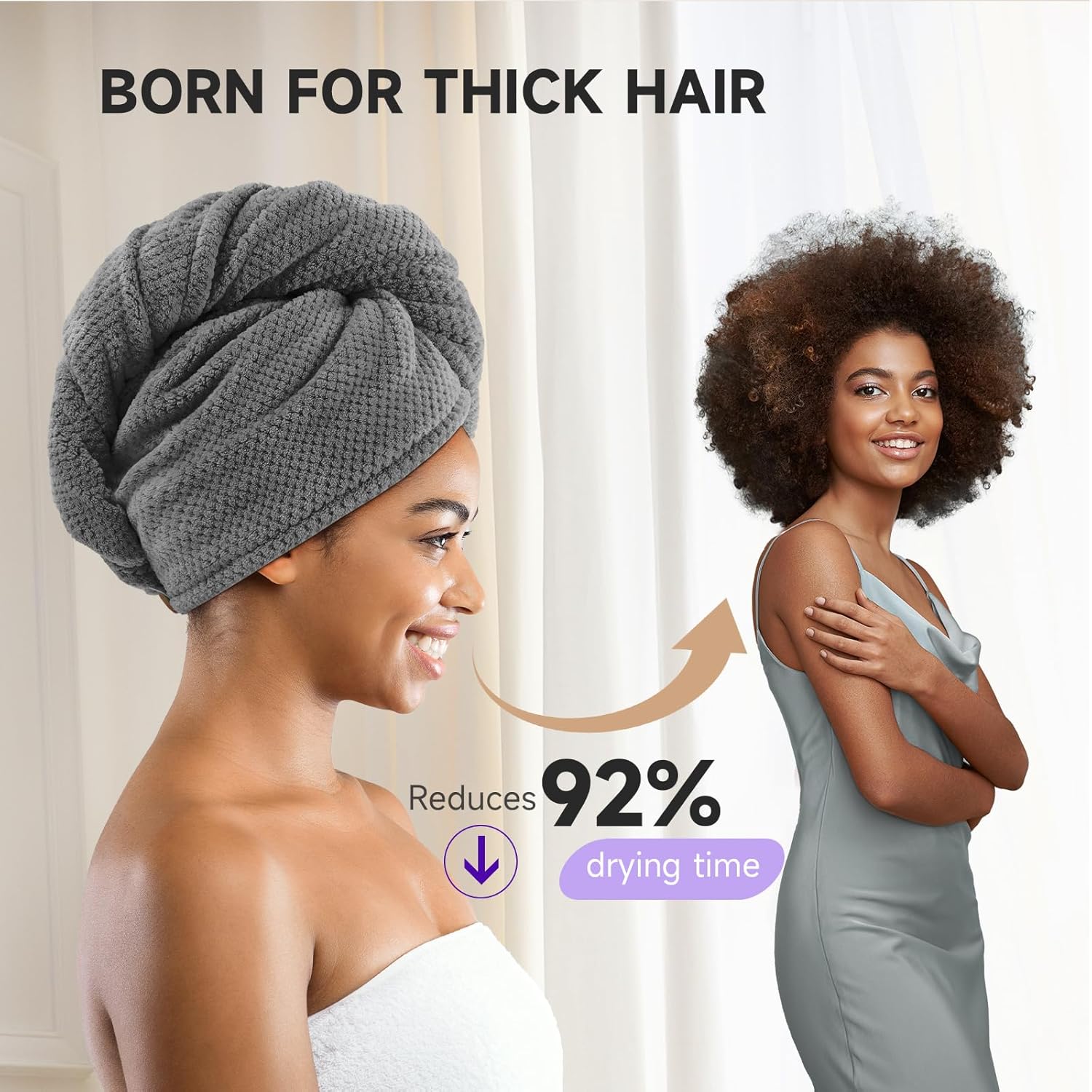 Umisleep 3 Pack Microfiber Hair Towel Wrap for Curly Hair