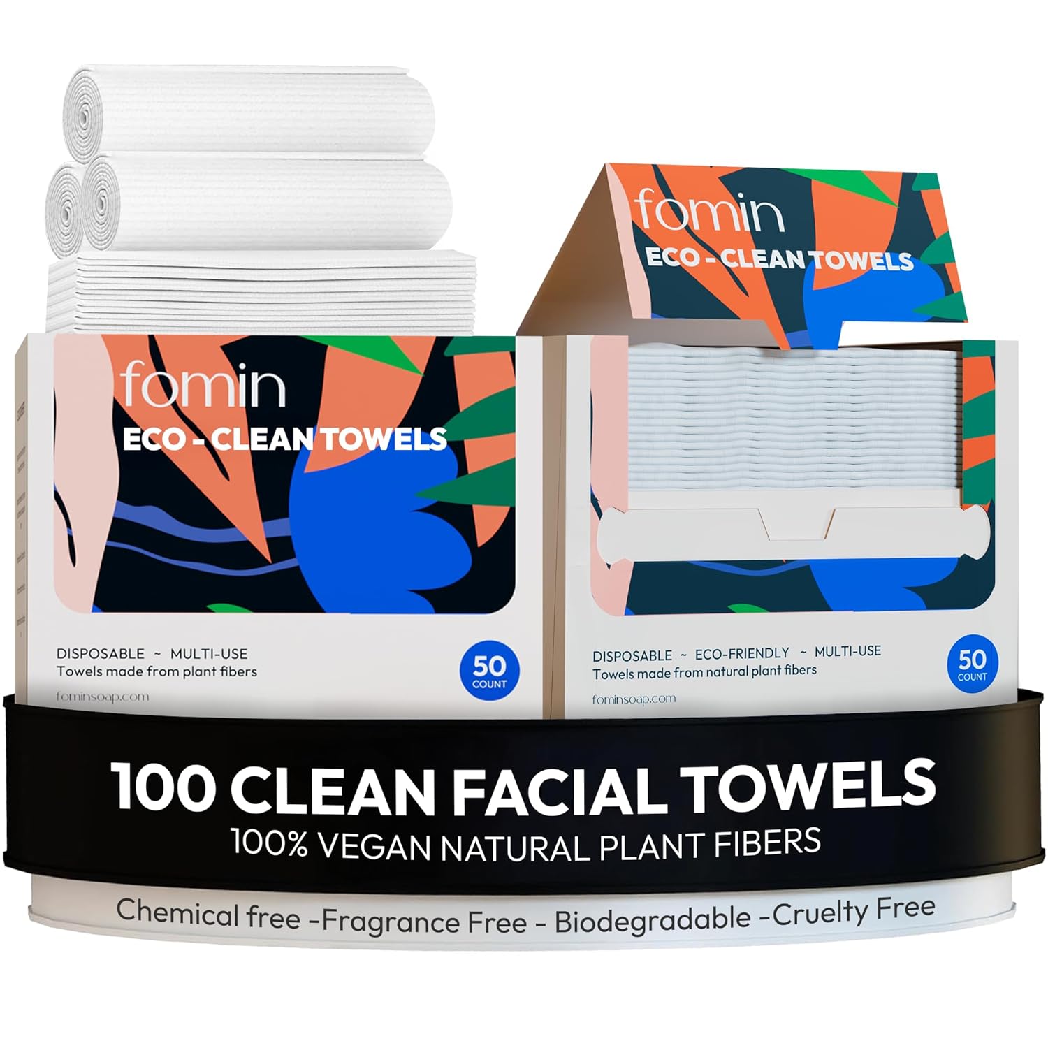 FOMIN Eco-Clean Face Towels 100 Count 2 Pack
