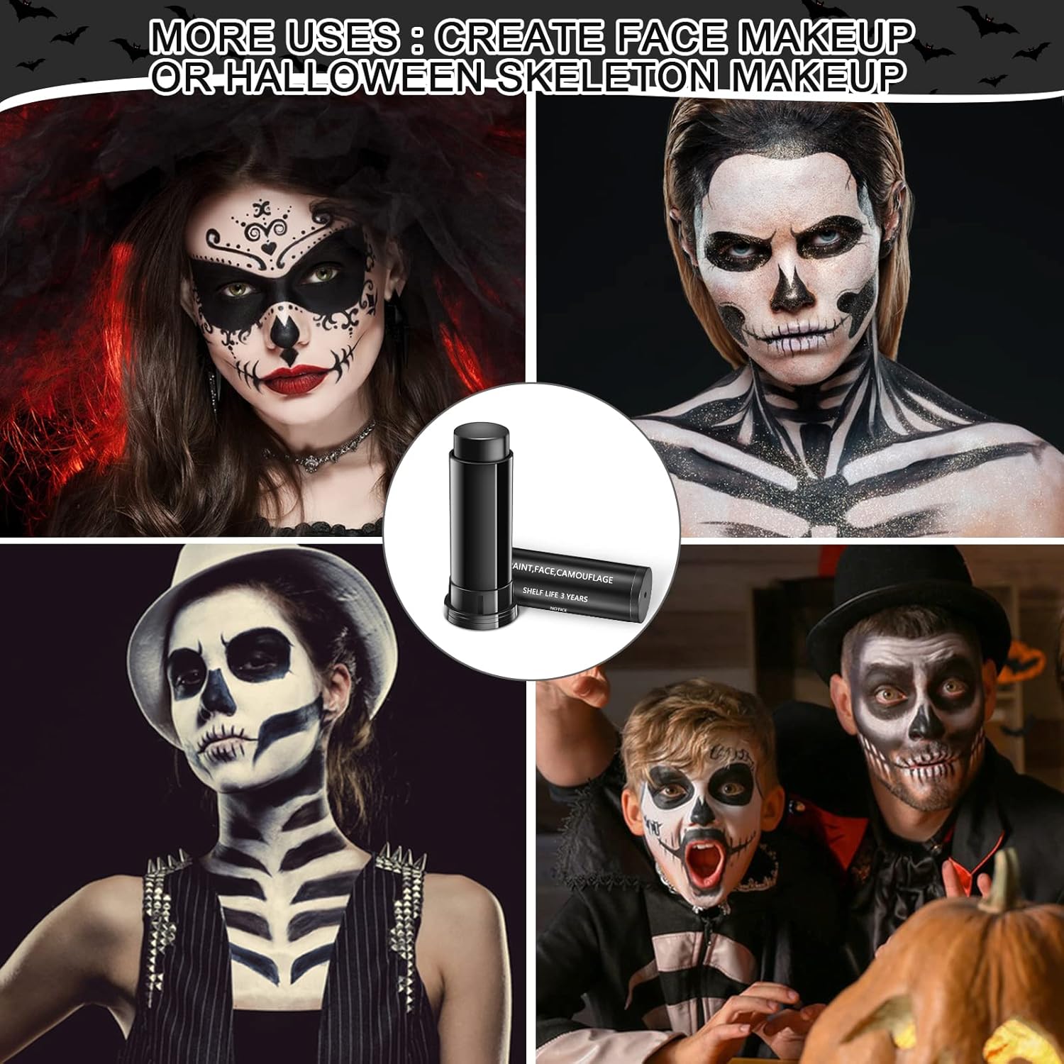 Rismise 3pcs Football Eye Black Paint Stick for Sports Halloween