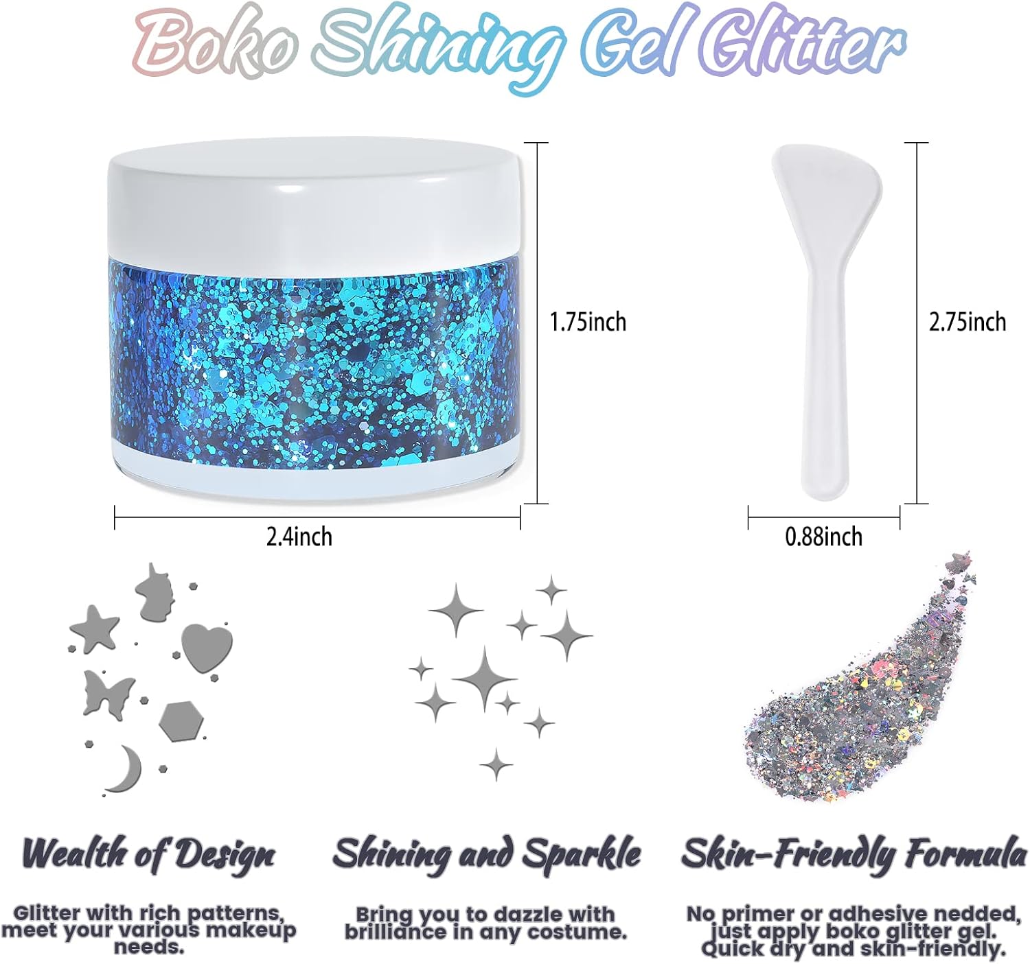Boko Body Glitter Gel Green 176oz Chameleon Sequins