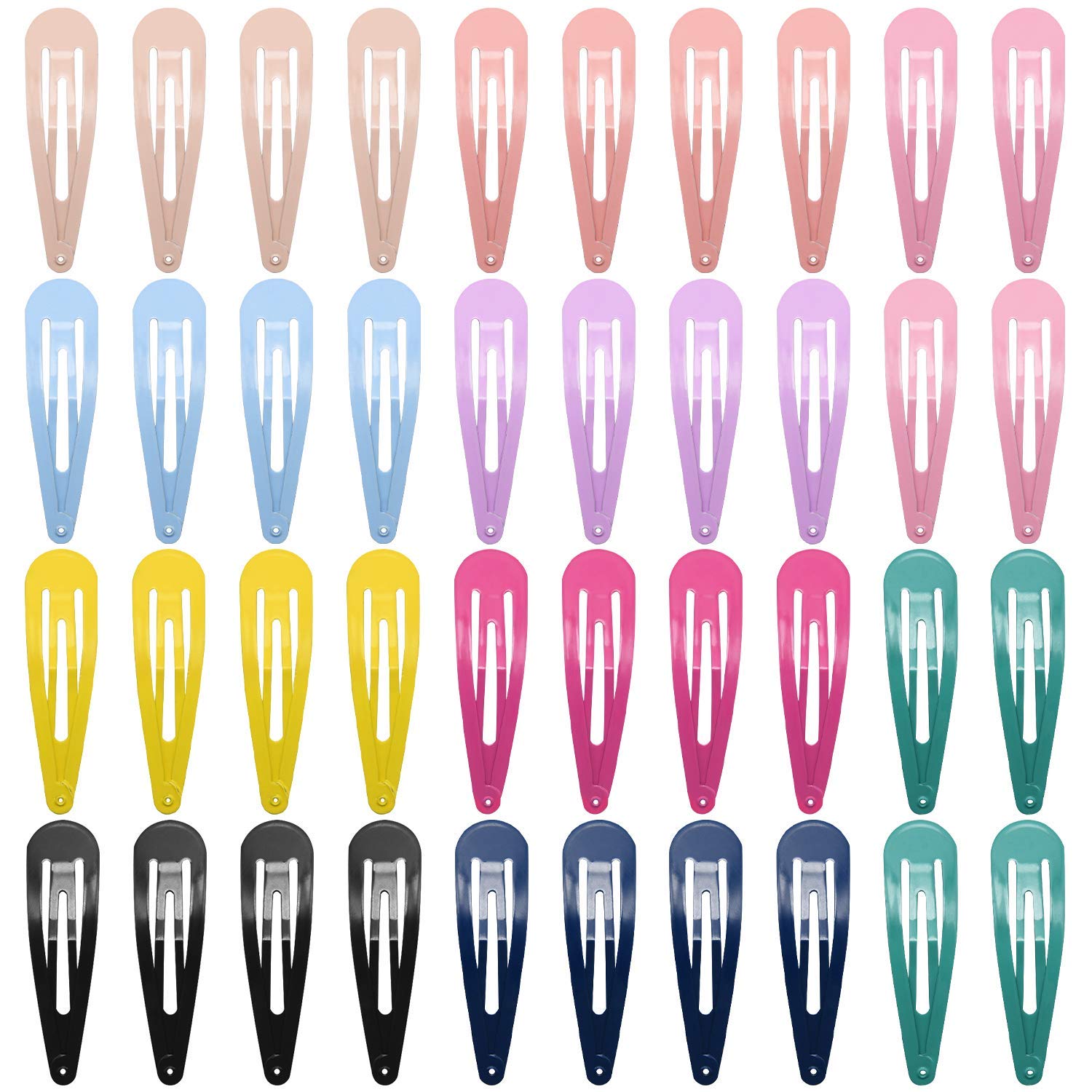 Funtopia 40 Pcs Snap Hair Clips No Slip Metal