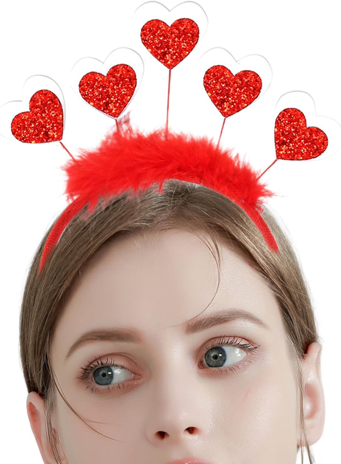 Valentines Day Glitter Heart Headband for Women