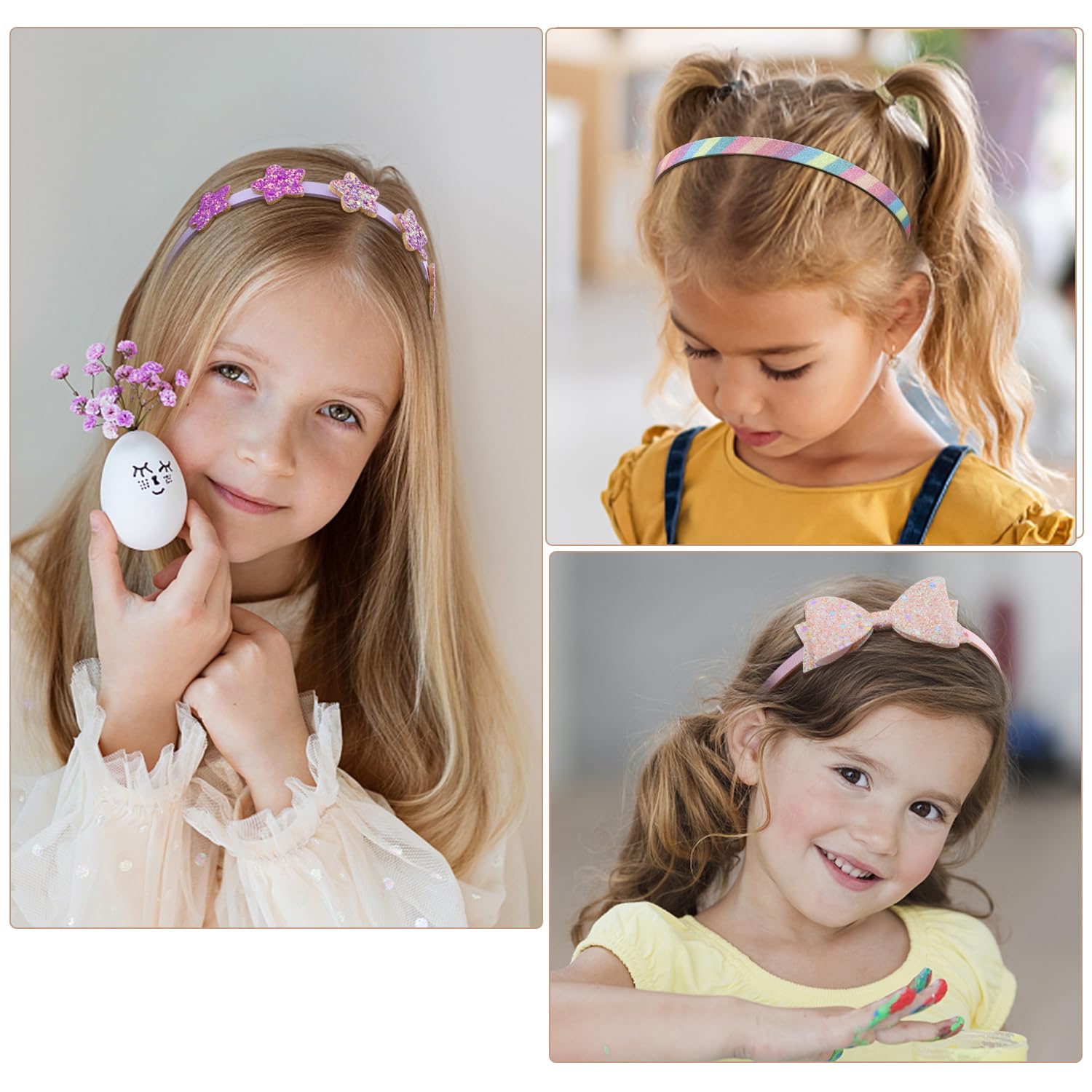 Deoot Glitter Headbands for Girls 8-Pack Butterfly Bow Style
