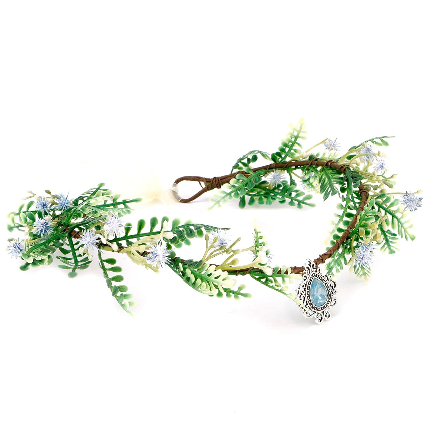 SuPoo Elf Crown with Rhinestones and Flowers for Women