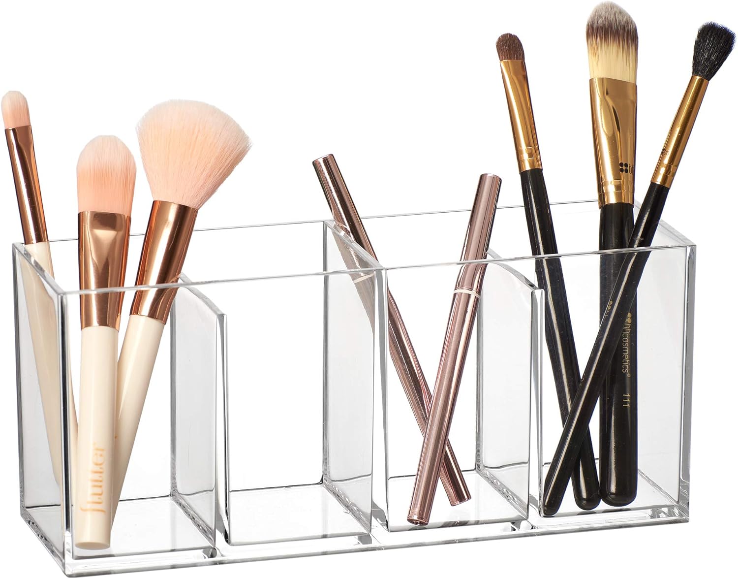 Amazing Abby - 4-Compartment Makeup Organizer with Brush Holder