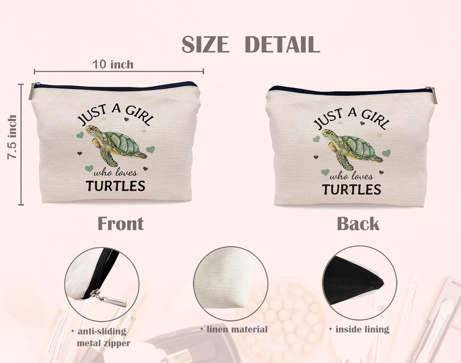 Lacosu Just A Girl Who Loves Turtles Makeup Bag