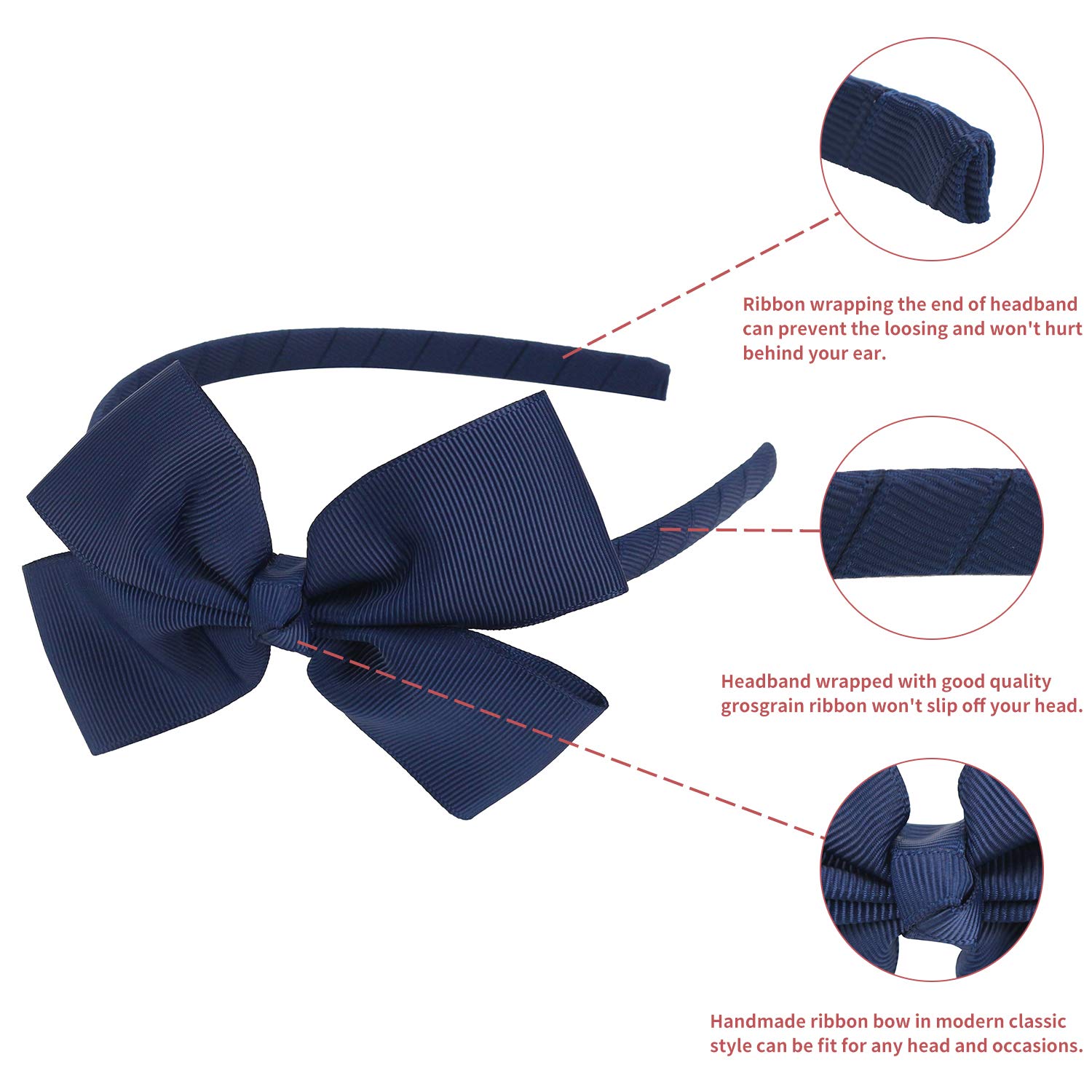 MEEDEE Navy Bow Headband for Girls