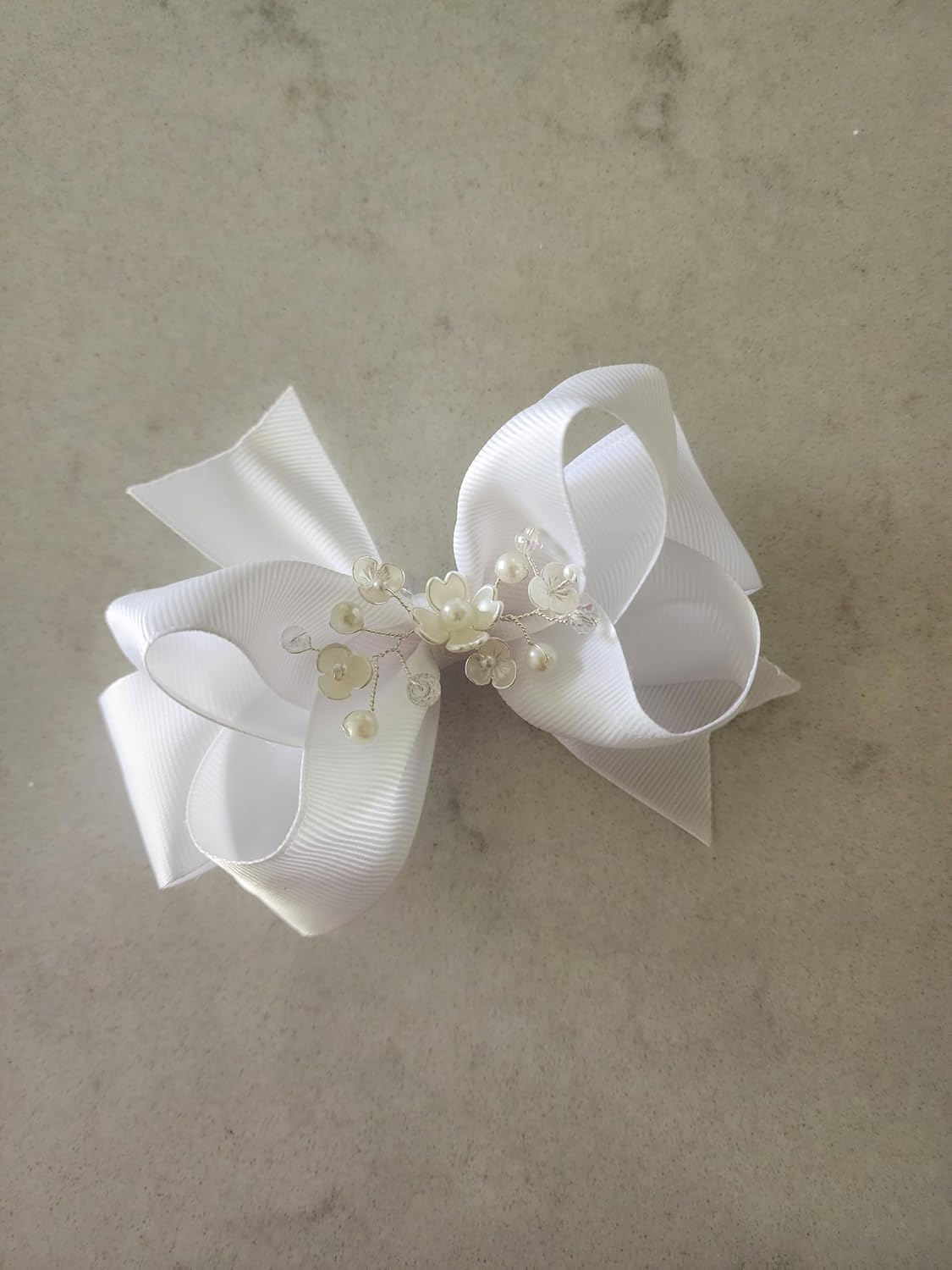 Handmade White Hair Bows for Girls