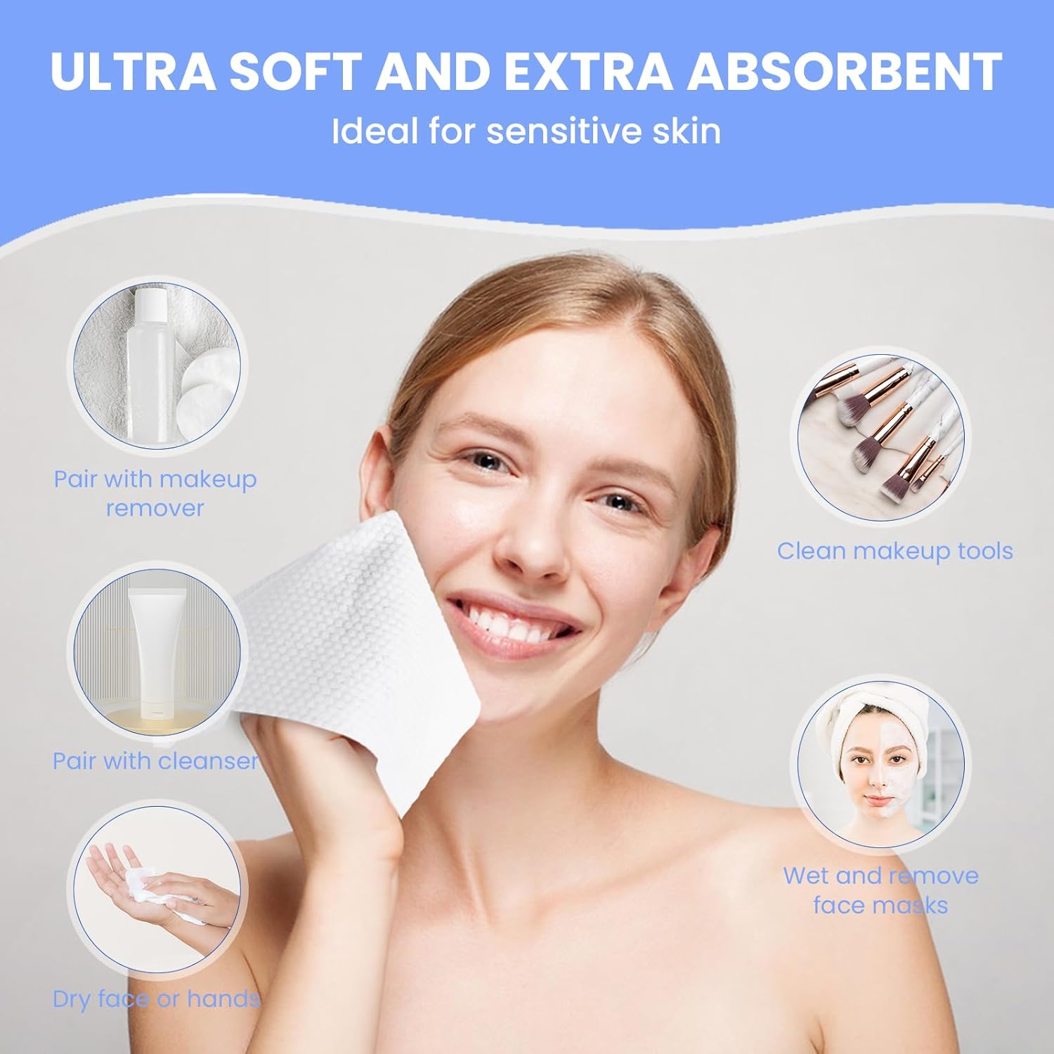 MIRUCOO 100 Sheet Organic Viscose Facial Towels