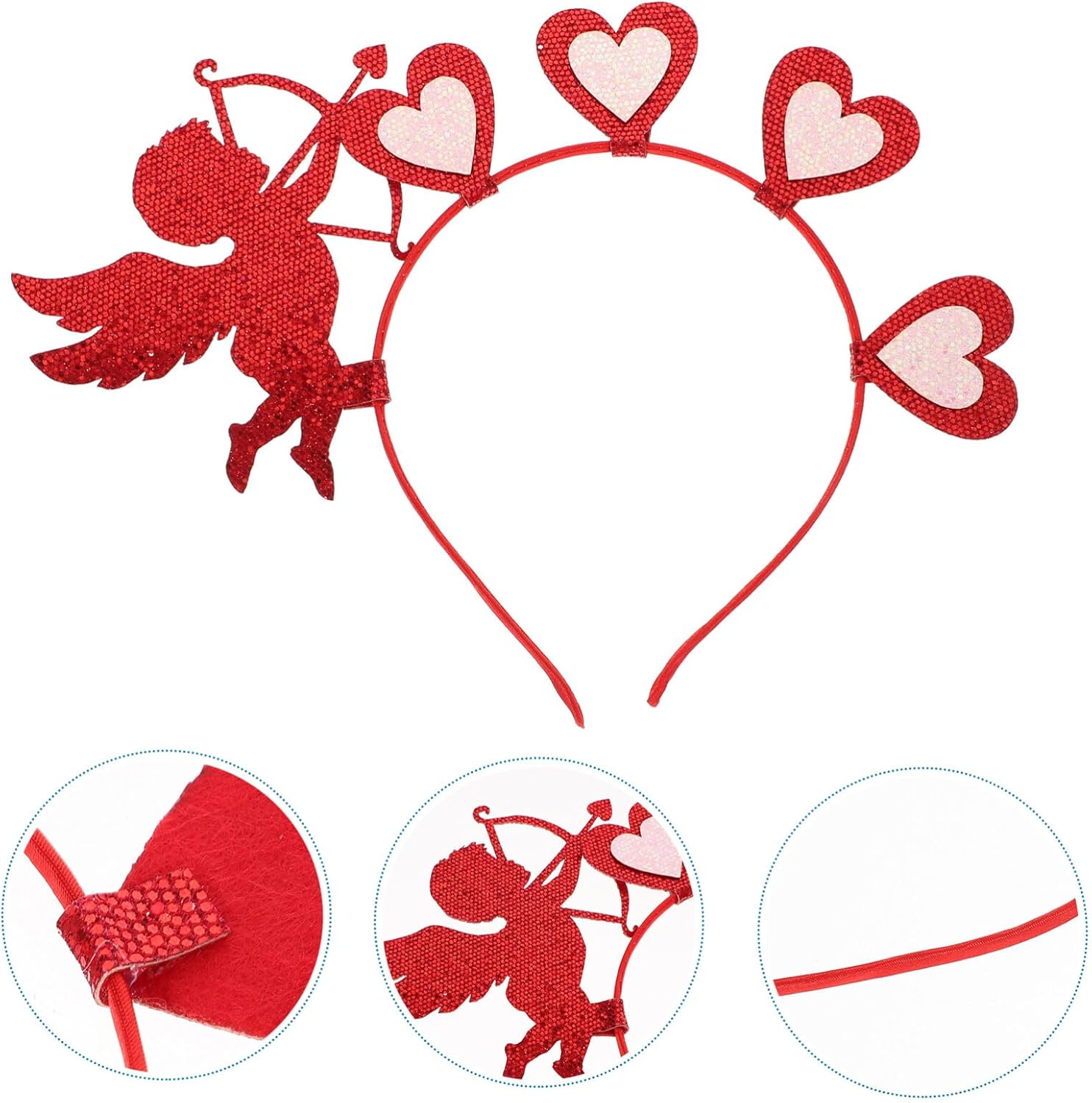 Beavorty 2pcs Cupid Heart Headband with Sequins