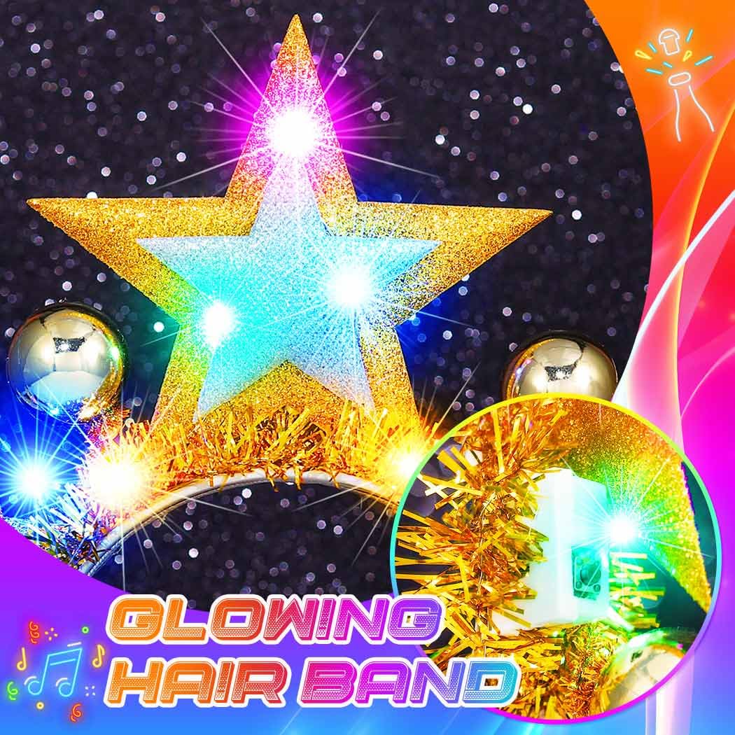 Catery Light Up Star Headband Gold Halo Crown