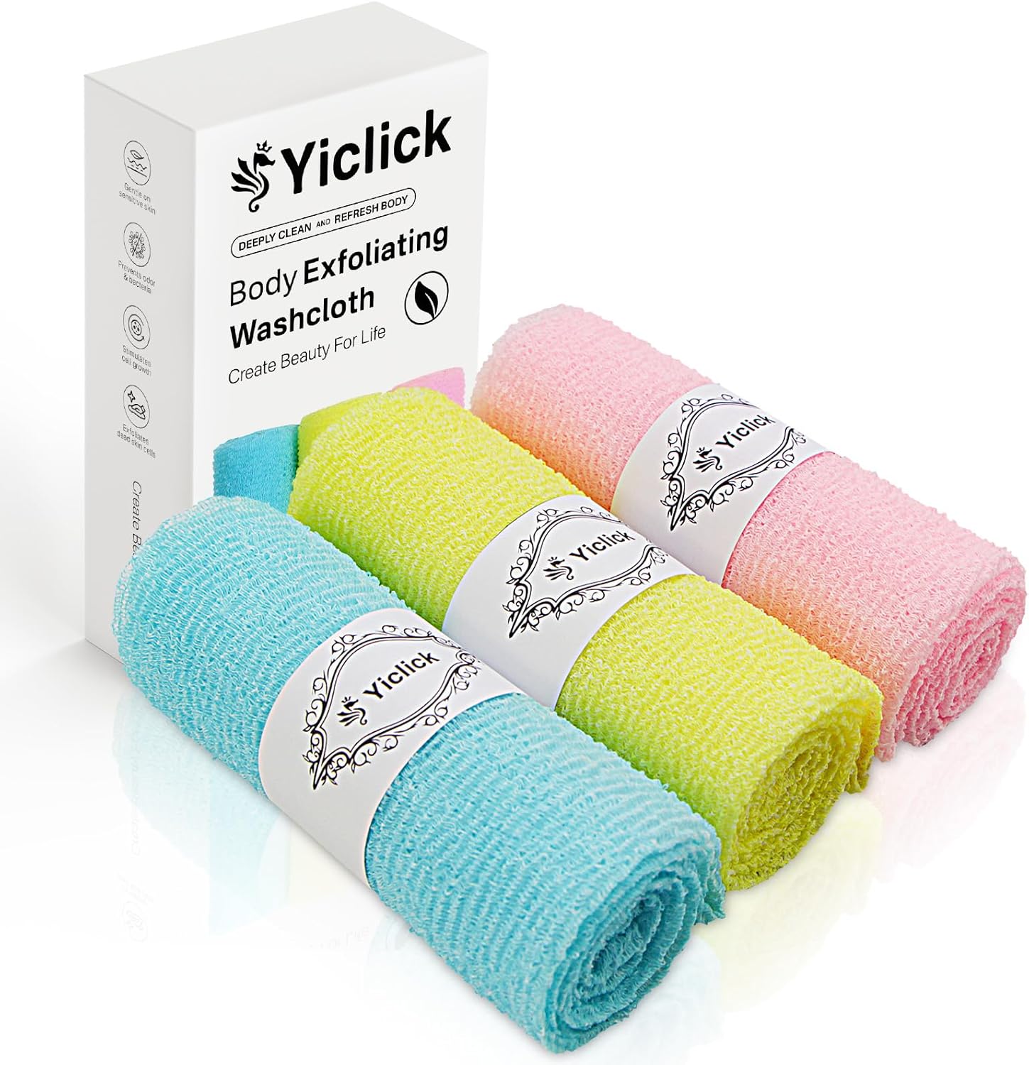 Yiclick Exfoliating Washcloth 3 Pack for Body Scrubbing