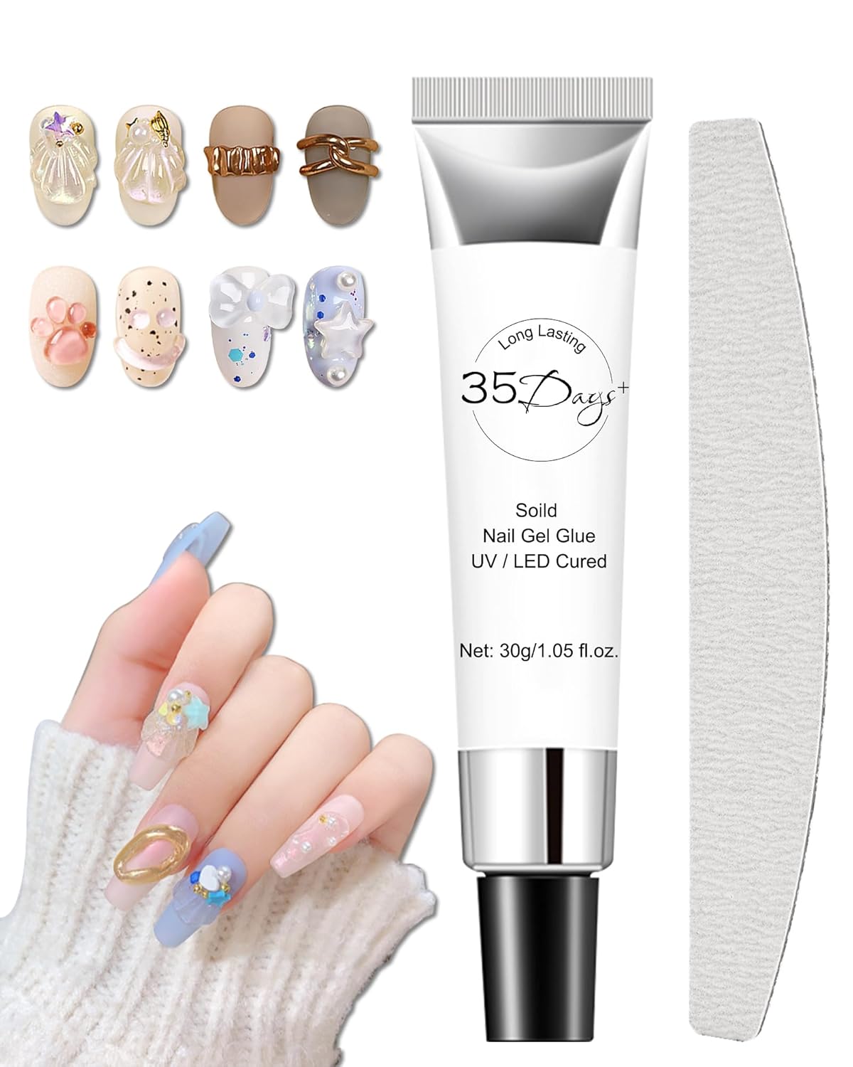 Caedelfly Solid Nail Gel - 30g for Press On Nails and Fake Nails