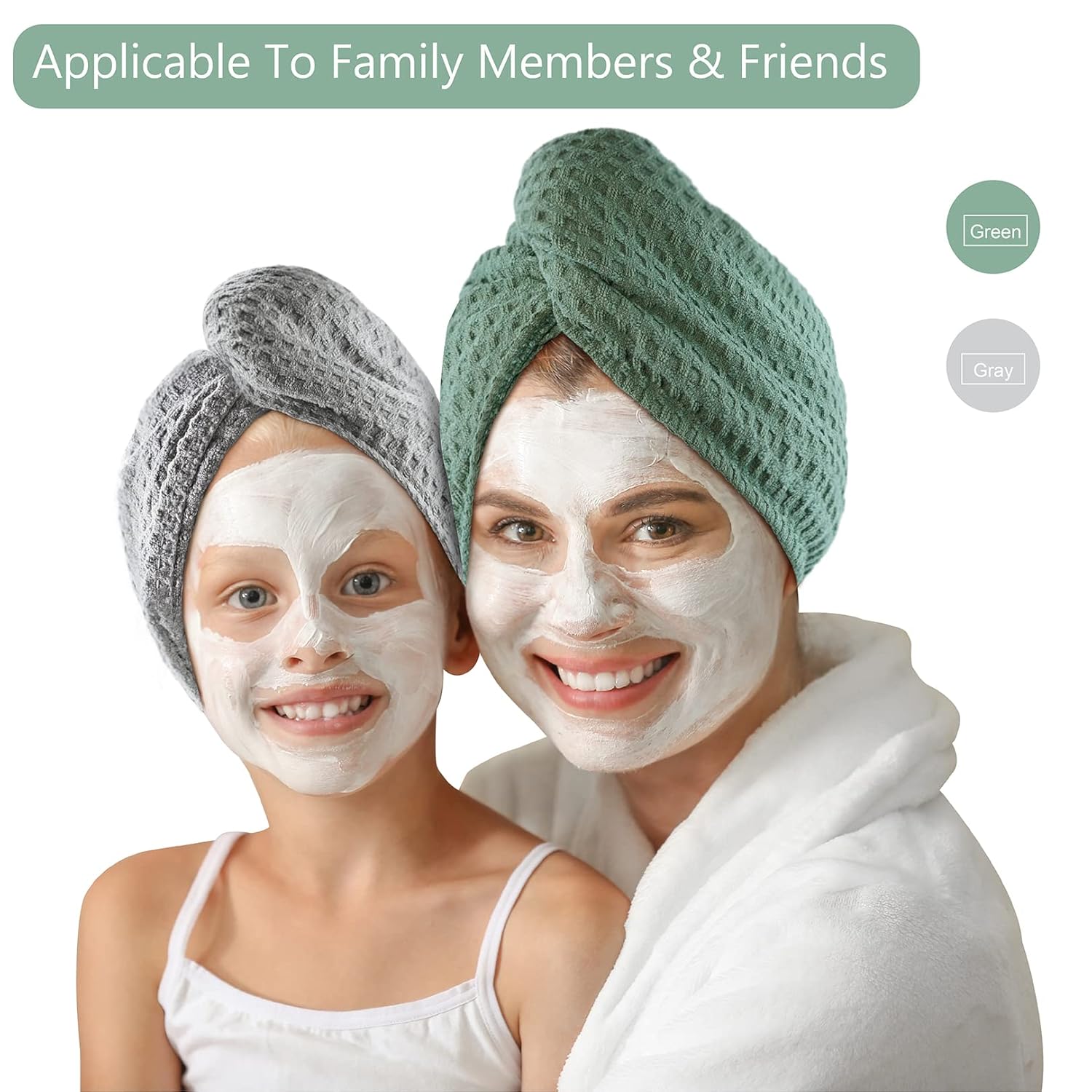 Dolwis Microfiber Drying Towel - 2-Pack Waffle Terry Cloth for Wet Hair